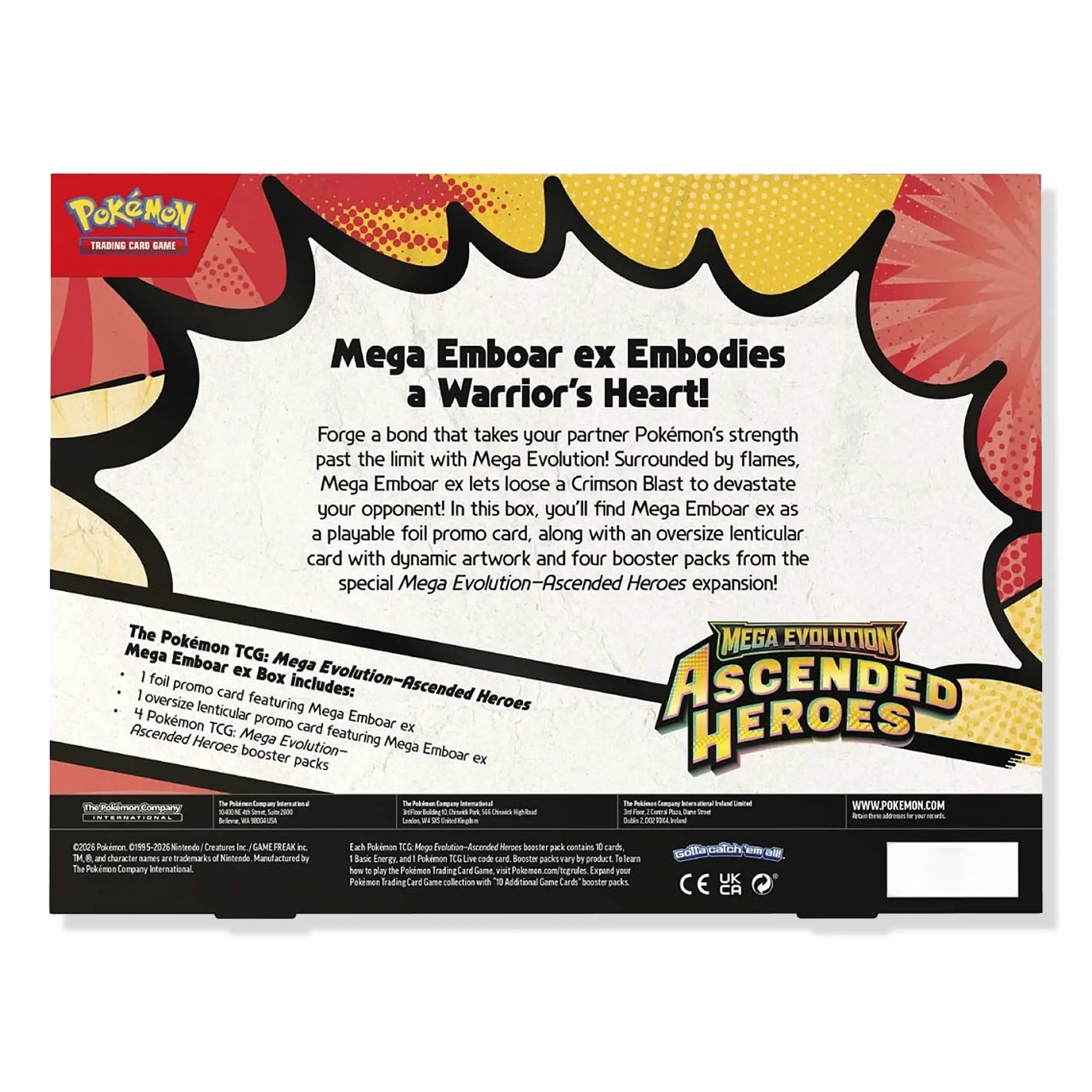 Back View of Pokemon Mega Evolution Ascended Heroes Mega Emboar Ex Box (2026)