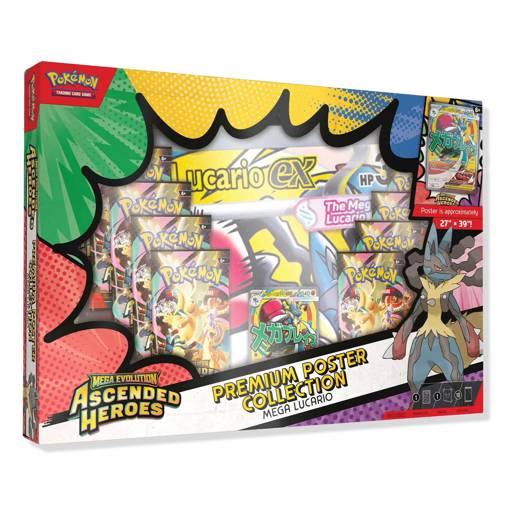 Front View of Pokémon Mega Evolution Ascended Heroes Mega Lucario Premium Poster Collection (2026)