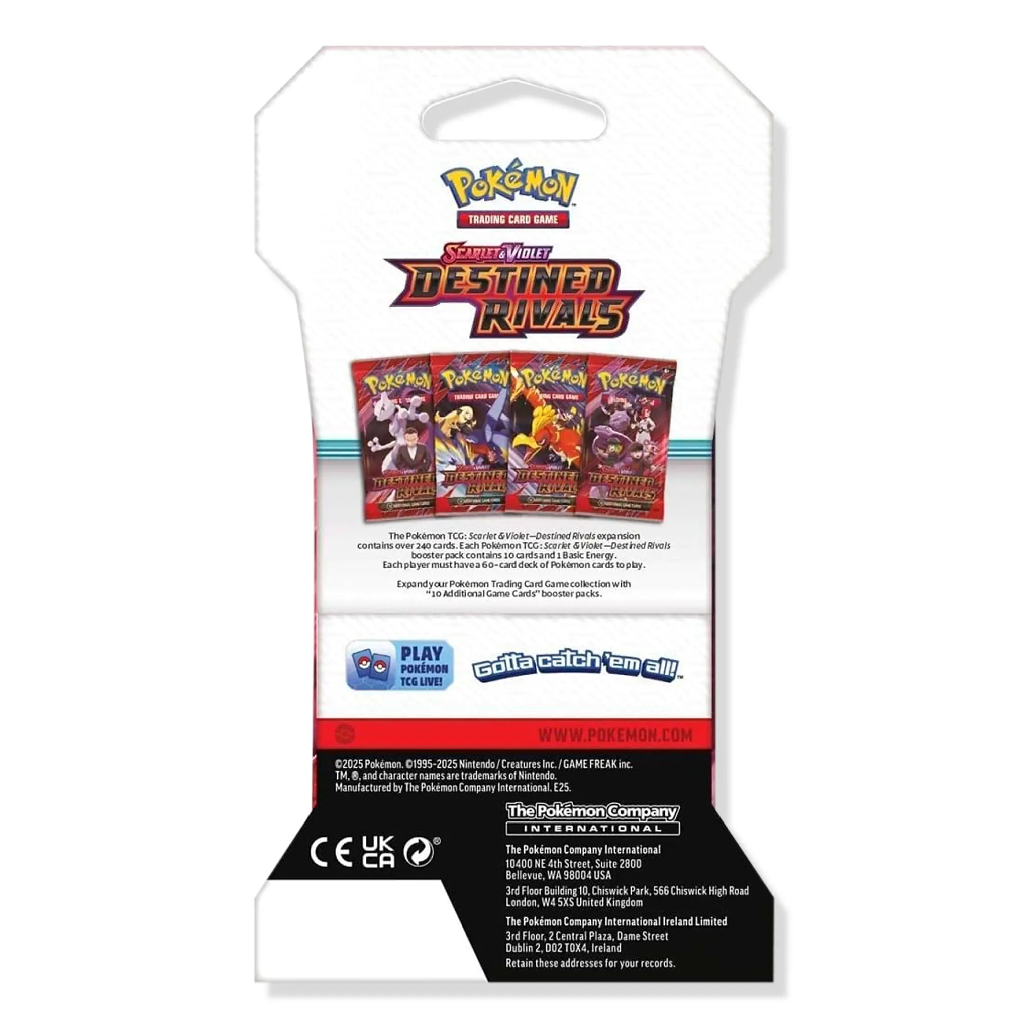 Back View of Pokemon Scarlet & Violet Destined Rivals 8 Booster Pack (2025)