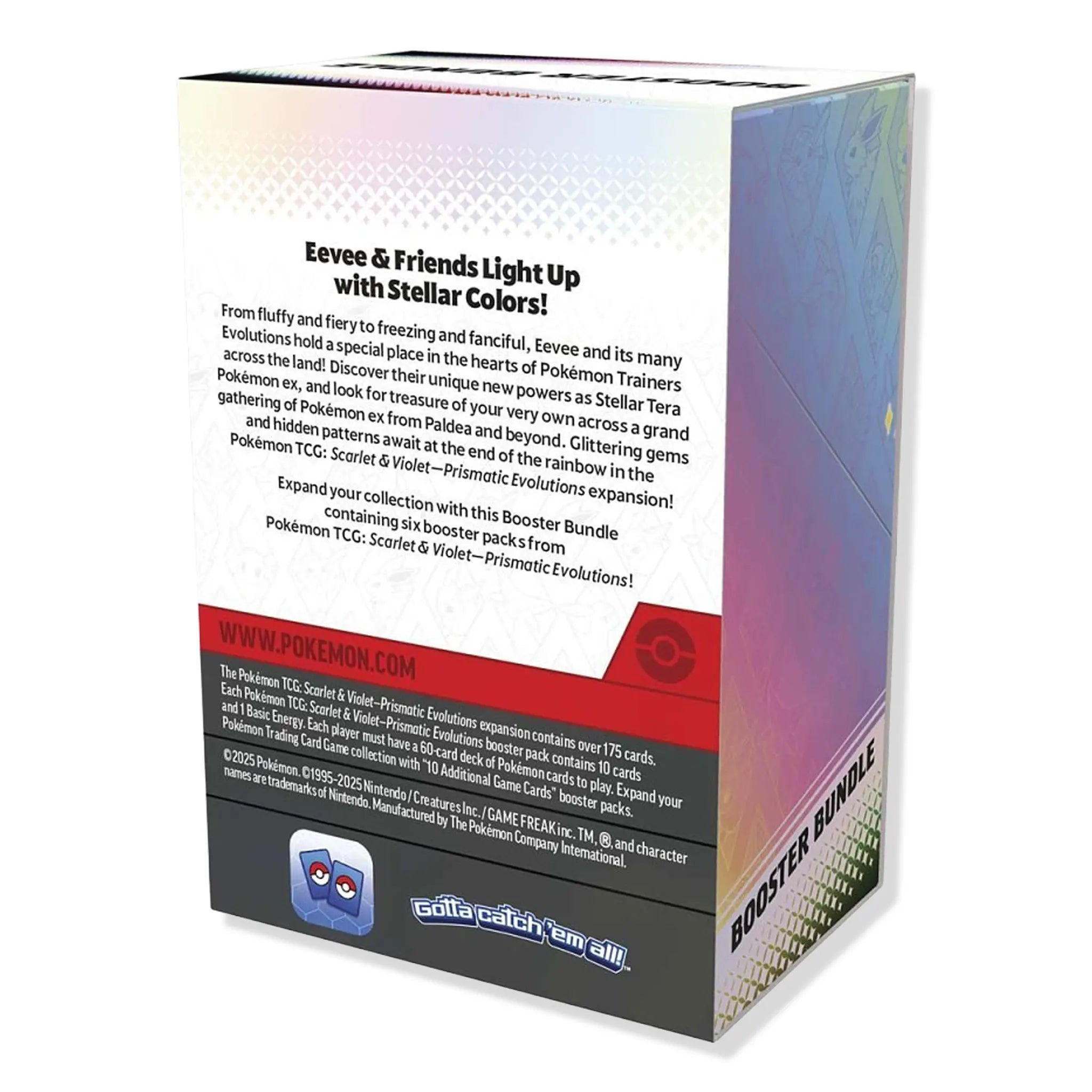 Back View of Pokémon Scarlet & Violet Prismatic Evolutions Booster Bundle