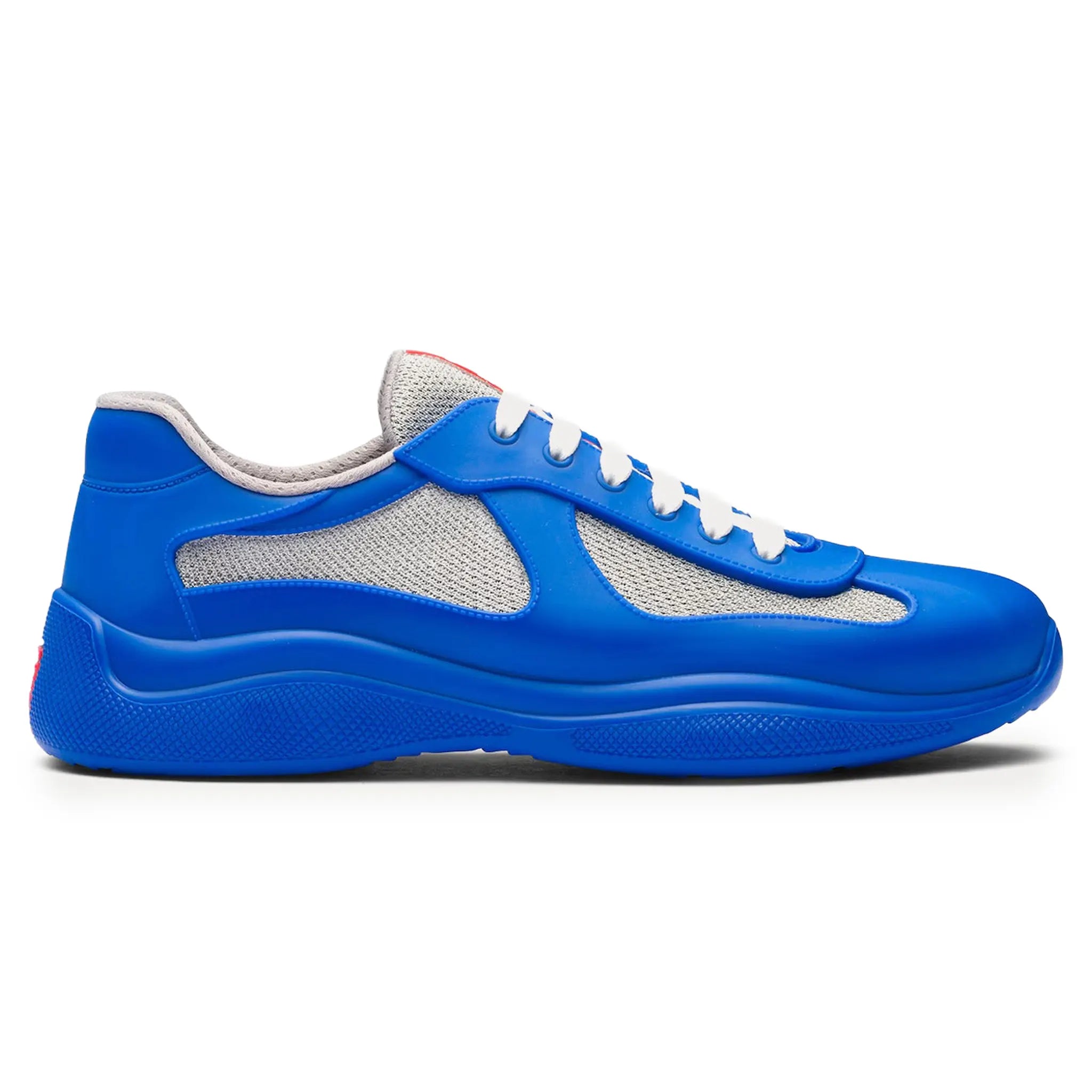 Side View of Prada Americas Cup Soft Rubber And Bike Fabric Sapphire Blue Sneaker 4E6500_3LLJ_F0V41_F_025
