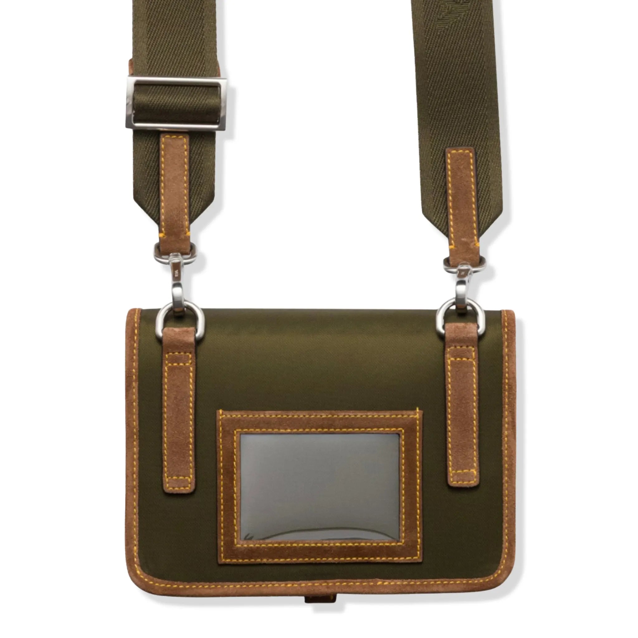 Back View of Prada Canvas Olive Green Smartphone Case