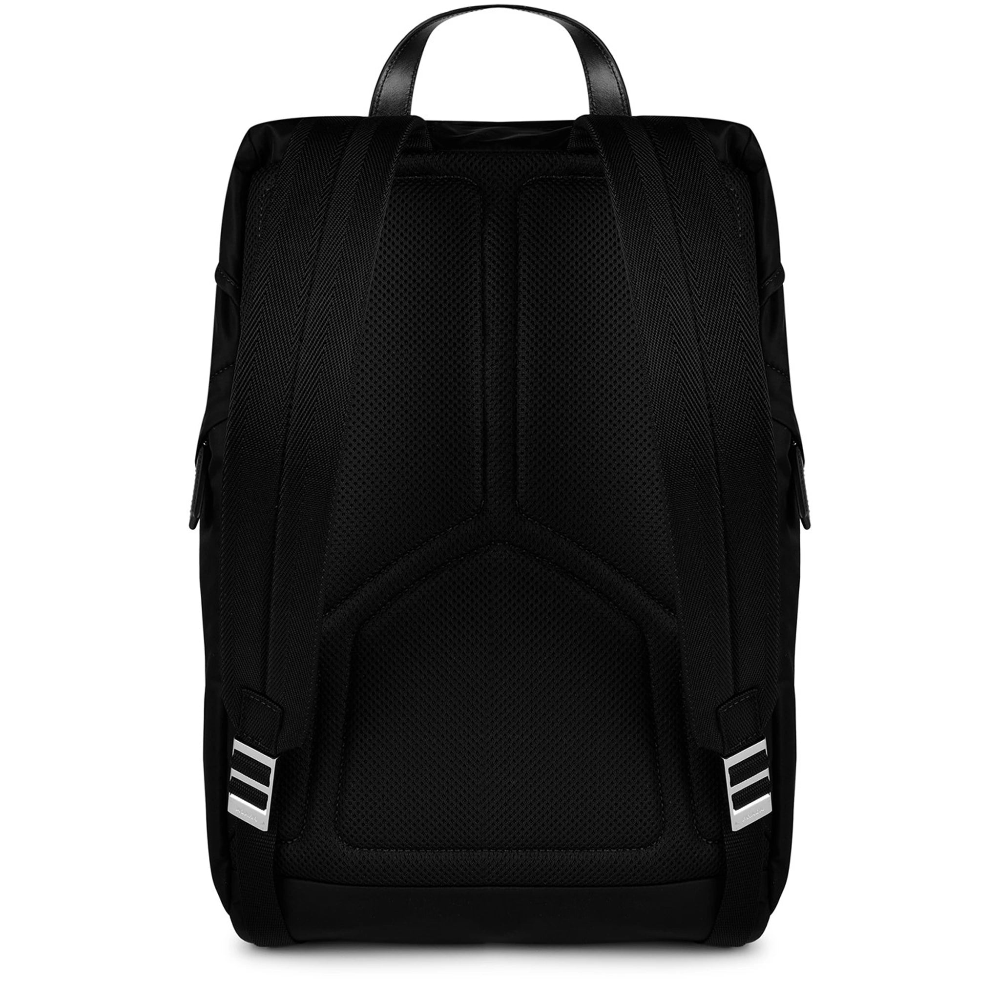 Back view of Prada Re-Nylon Saffiano Leather Black Backpack 2VZ135_2DMG_F0002_V_HOL