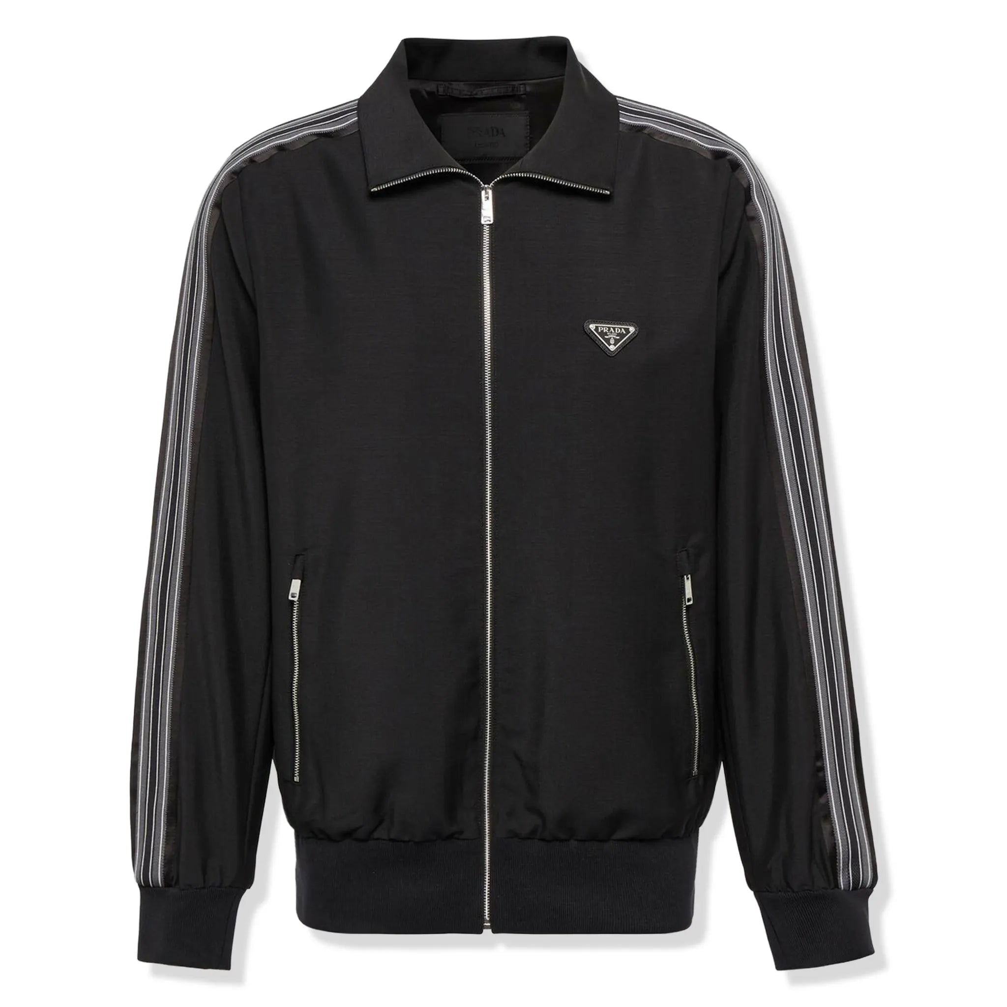 Prada Stripes Logo Mohair And Wool Black Jacket