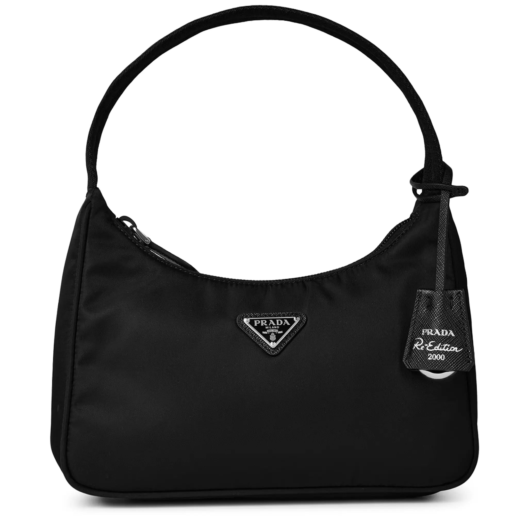 Front View of Prada Womens Logo Re-Edition 2005 Mini Black Bag 1N204M_R064_F0002