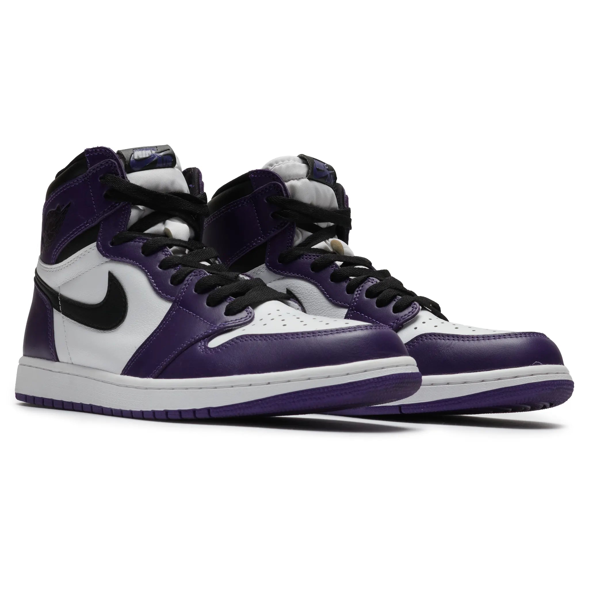 Front Side view of Preloved - Air Jordan 1 Retro High Court Purple White 555088-500