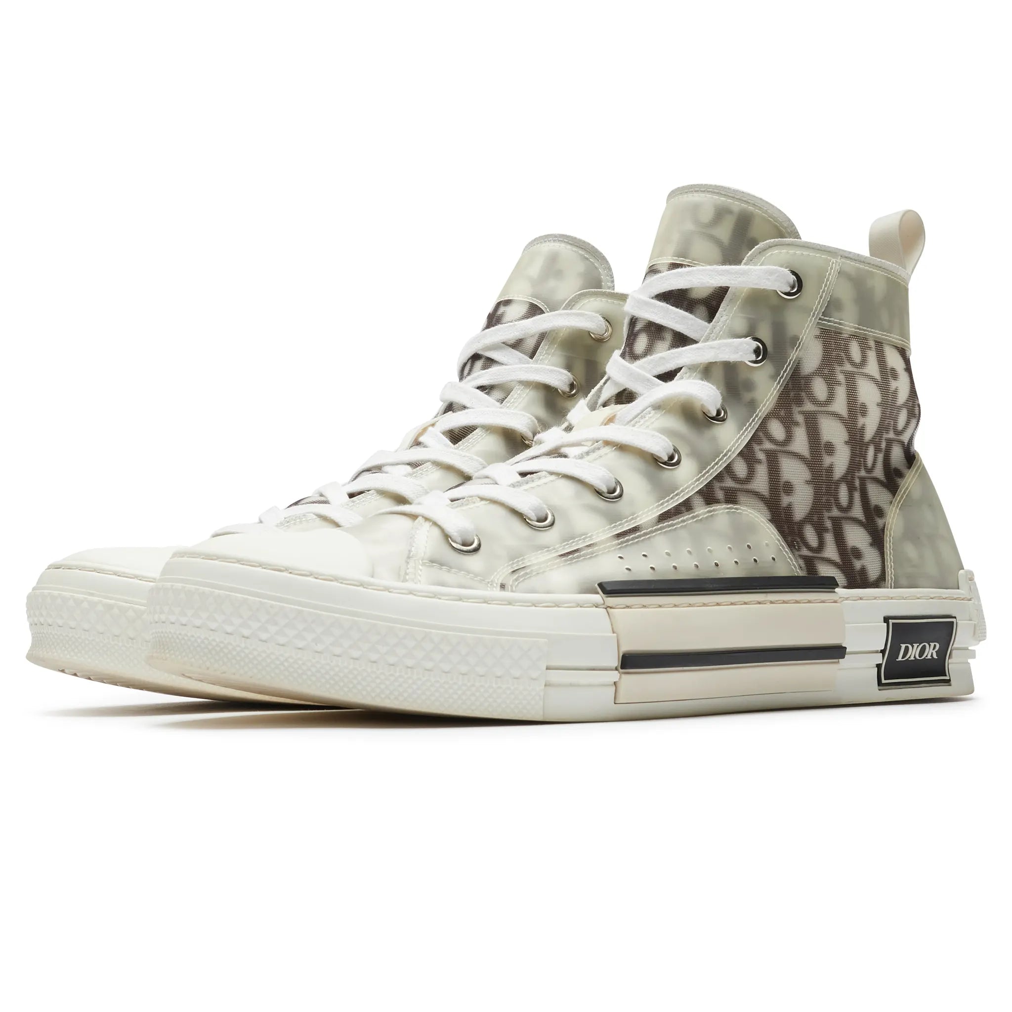 Front side view of Preloved - Dior B23 Dior Oblique High White Sneaker 3SH118YJP_H069