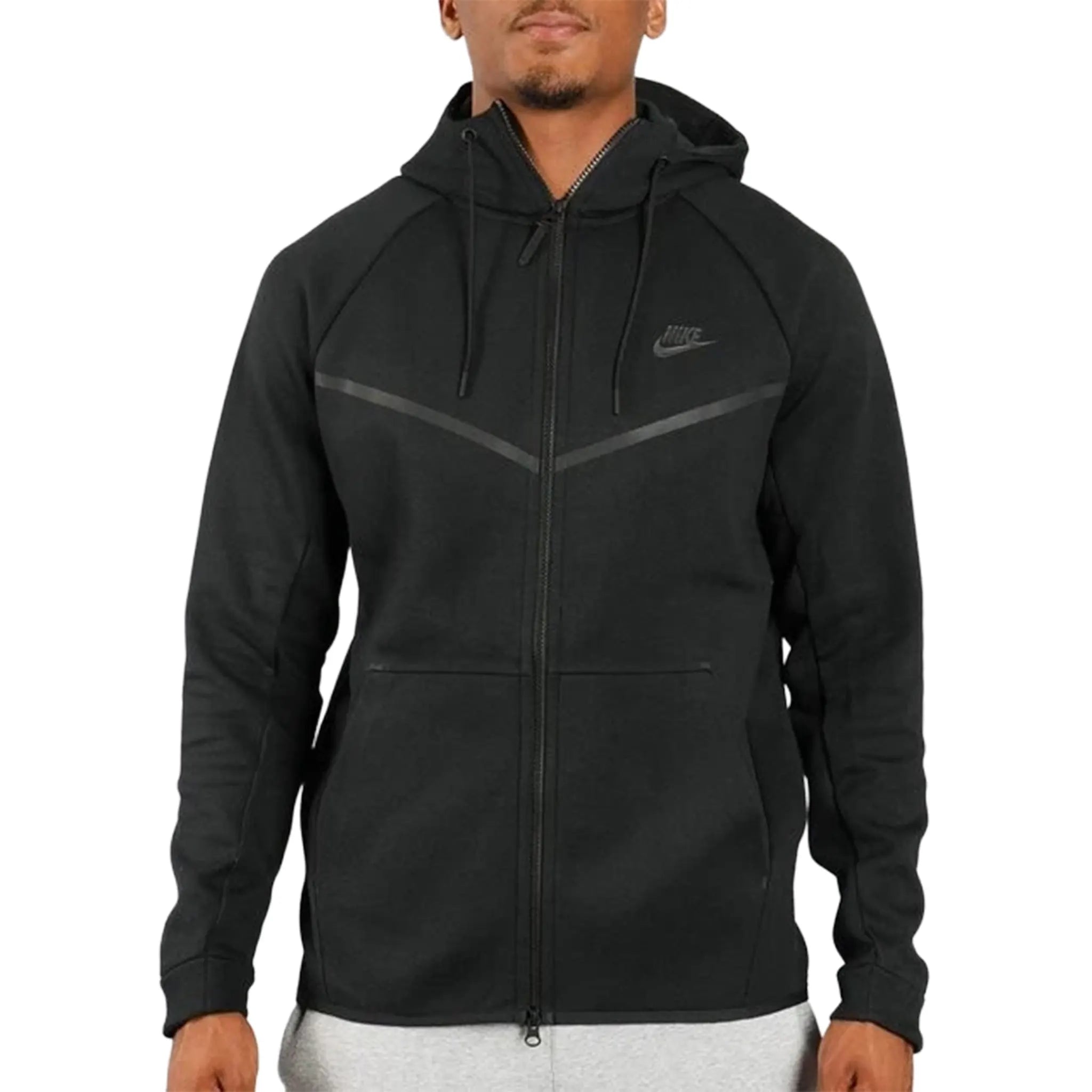 Front Detailed View of Preloved - Nike Tech Fleece Black Hoodie
