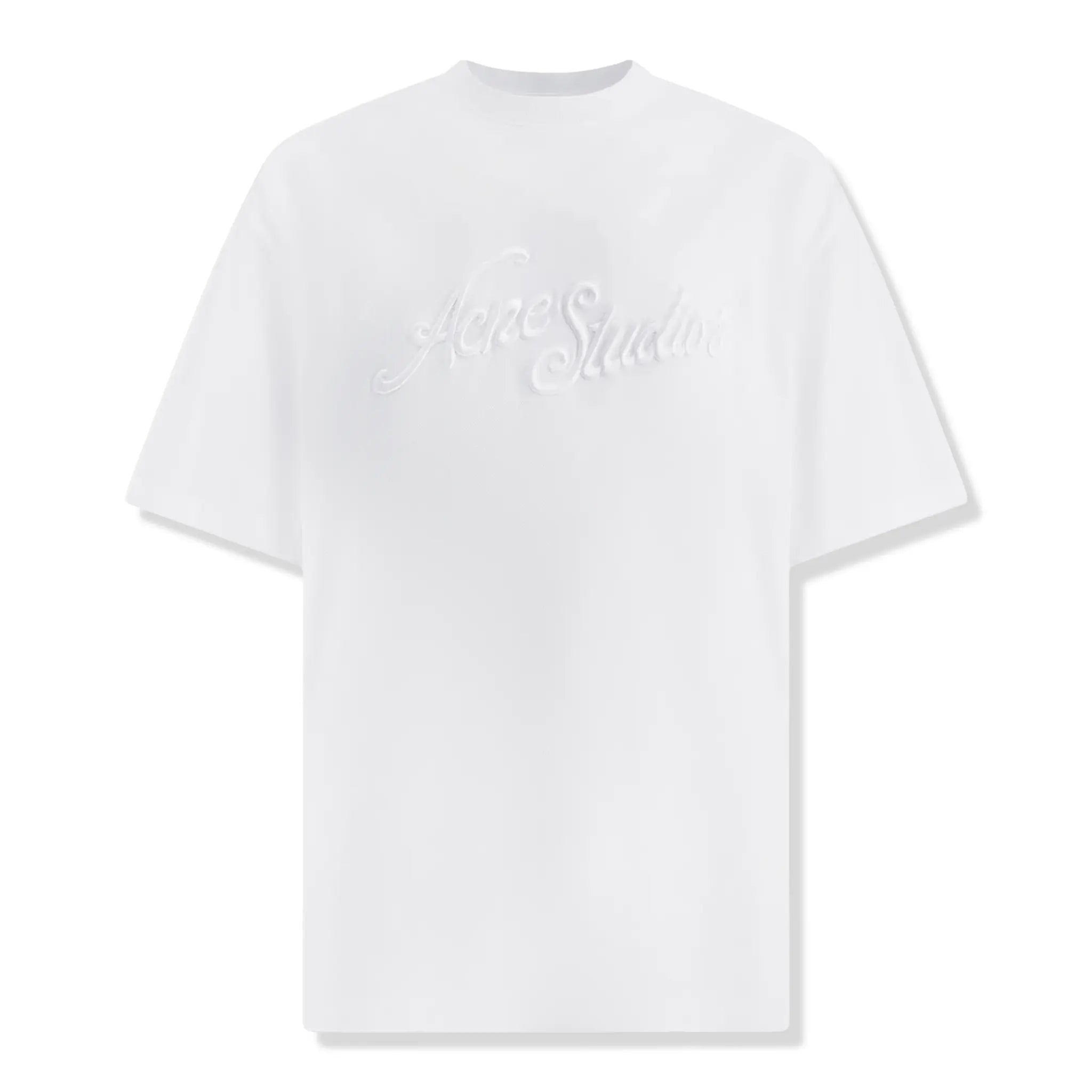 Front View of Preloved - Acne Studios Exford Tourist Logo White T-Shirt