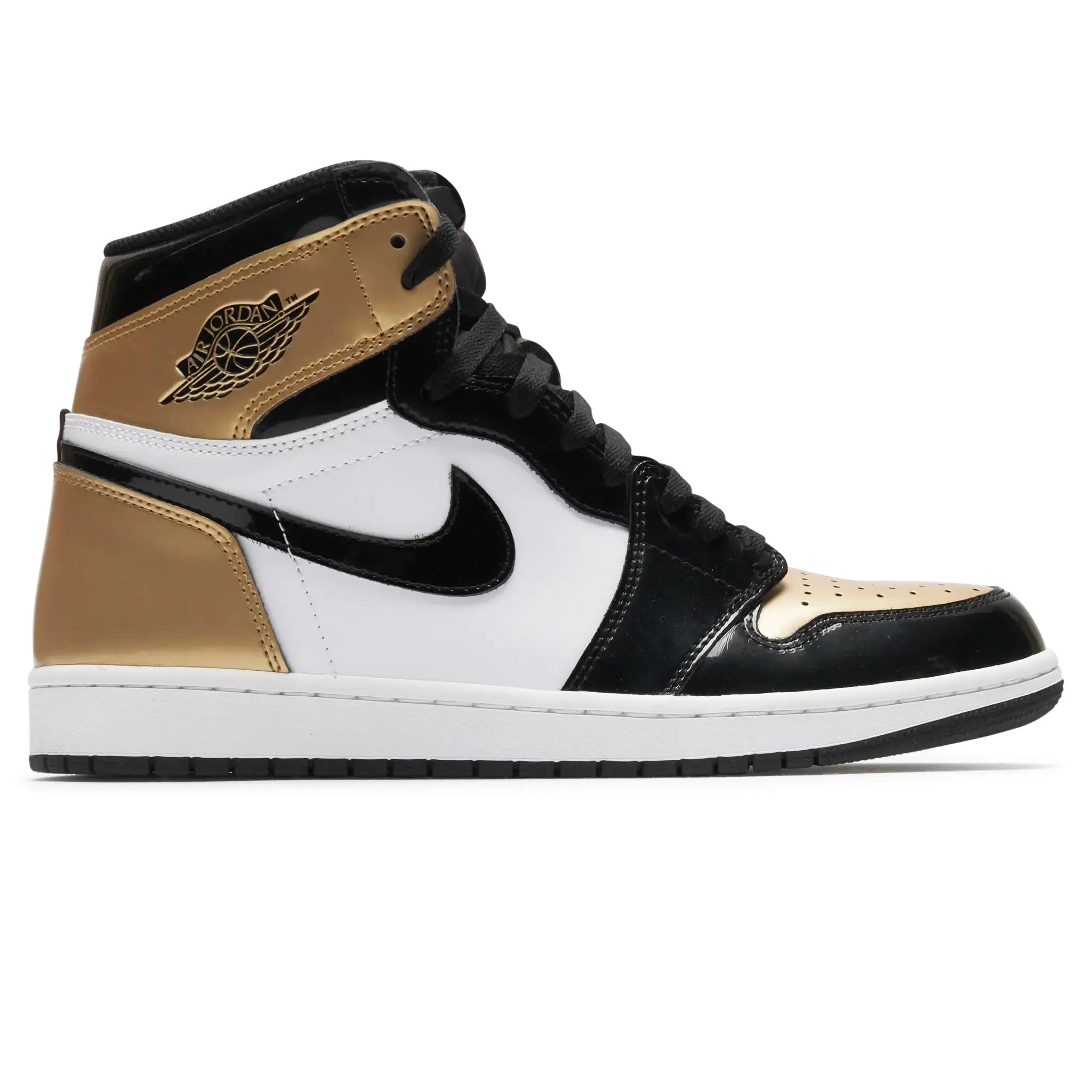 Side View of Preloved - Air Jordan 1 Retro High NRG Patent Gold Toe