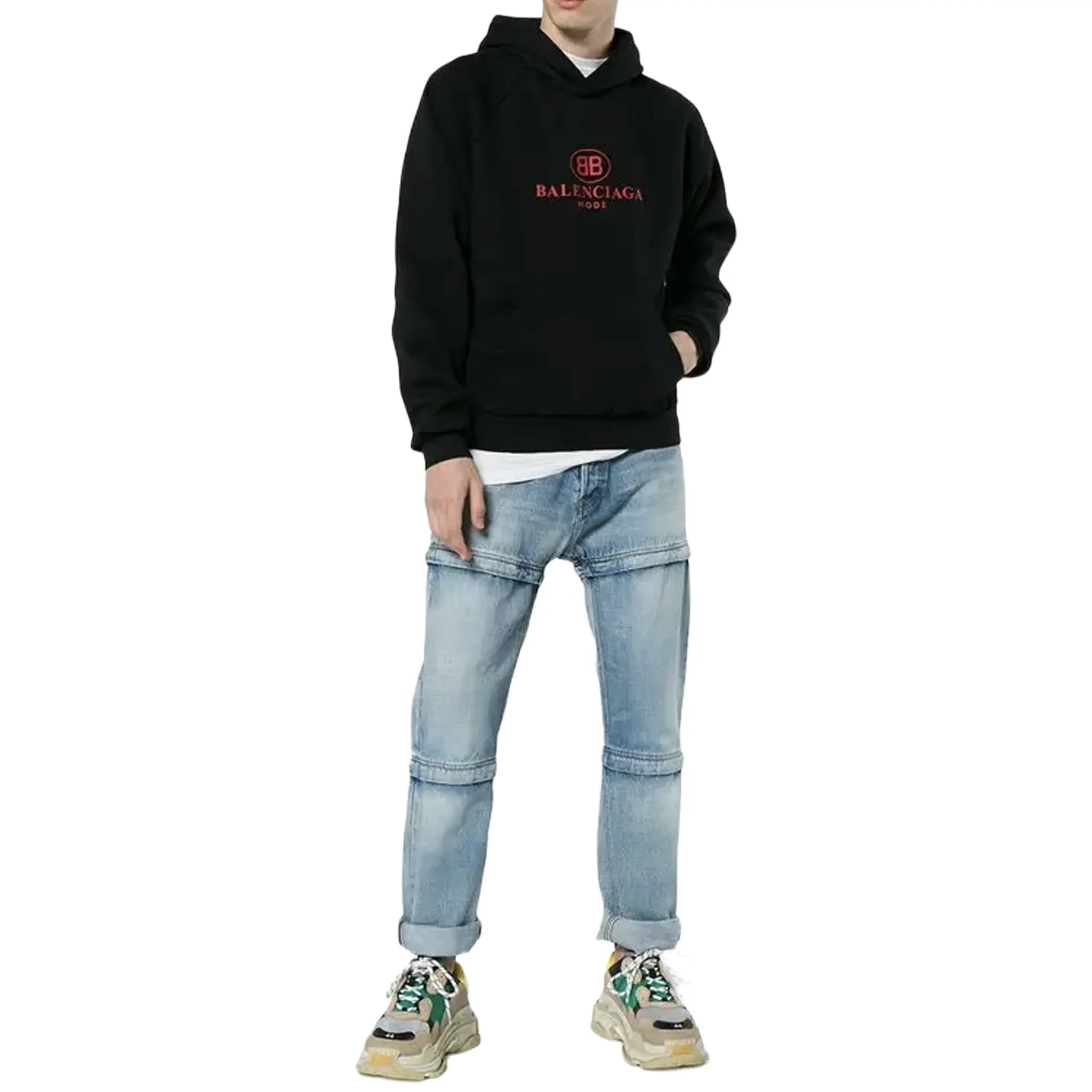 Front View of Preloved - Balenciaga BB Mode Black Hoodie 182342M20200