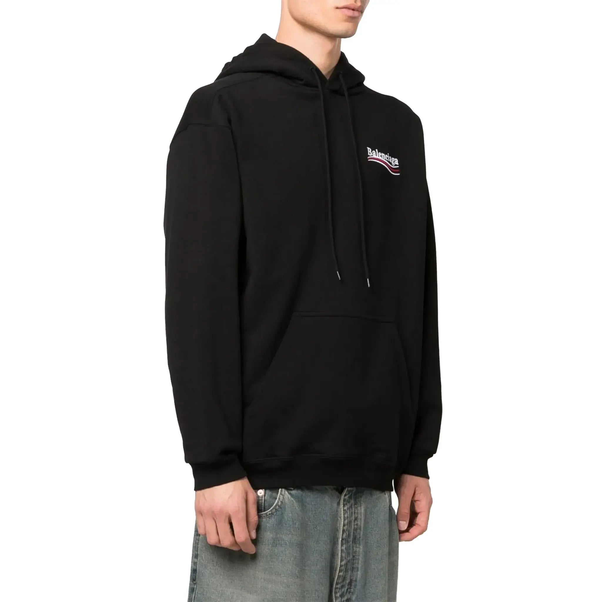 Front Side View of Preloved - Balenciaga Political Logo Black Hoodie