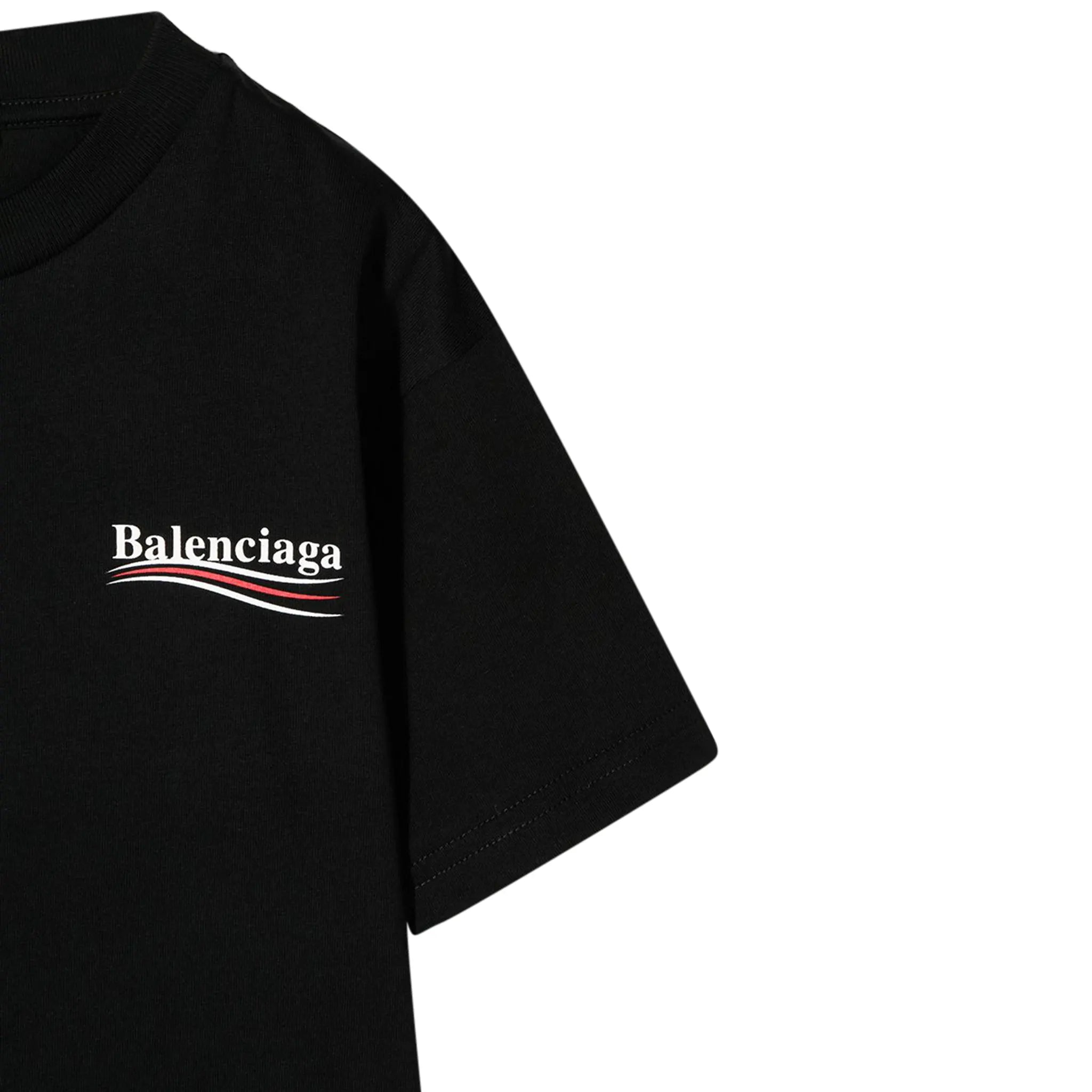 Detailed Back View of Preloved - Balenciaga Political Logo Kids Black T-Shirt
