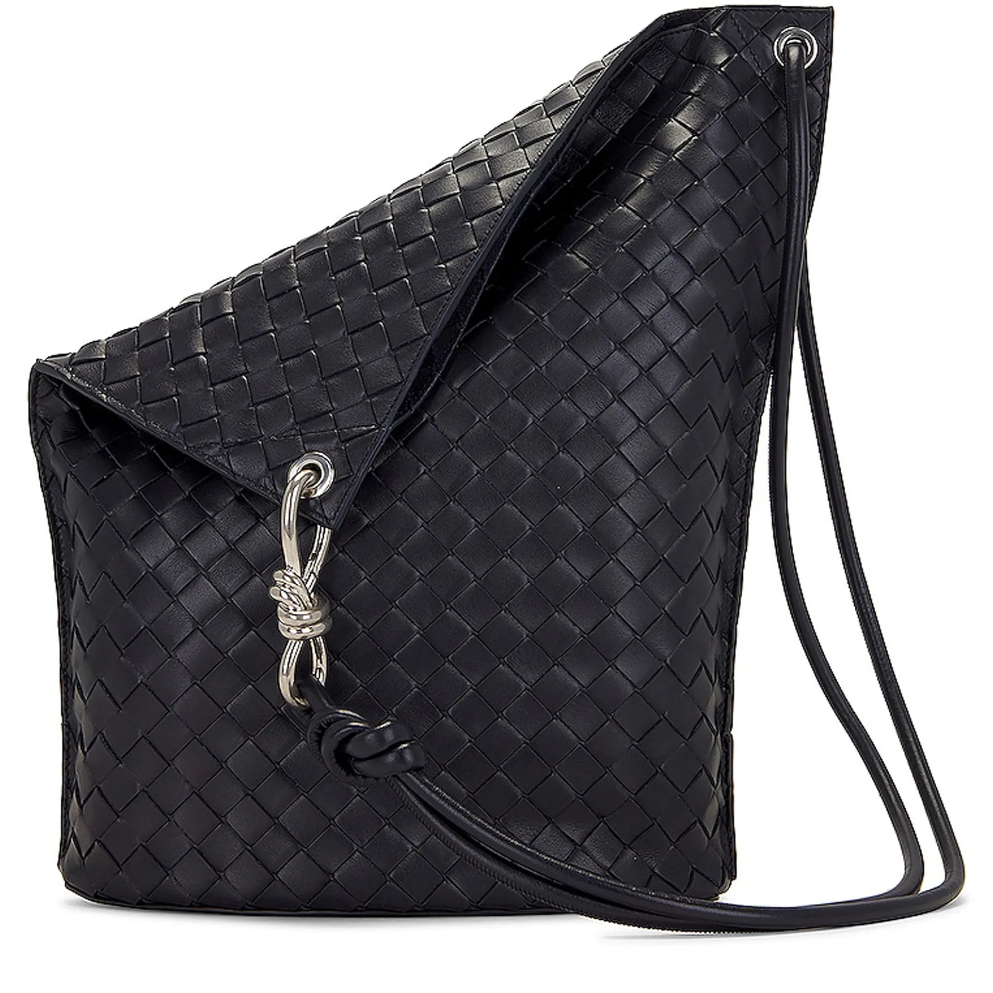 Detailed View of Preloved - Bottega Veneta Nappa Intrecciato Knot Black Bucket Bag PO2714836E