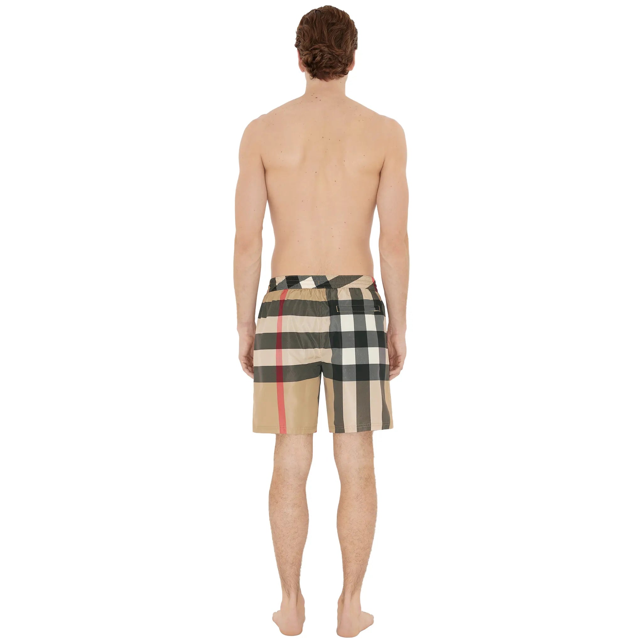 Back View of Preloved - Burberry Check Beige Swim Shorts 81126821