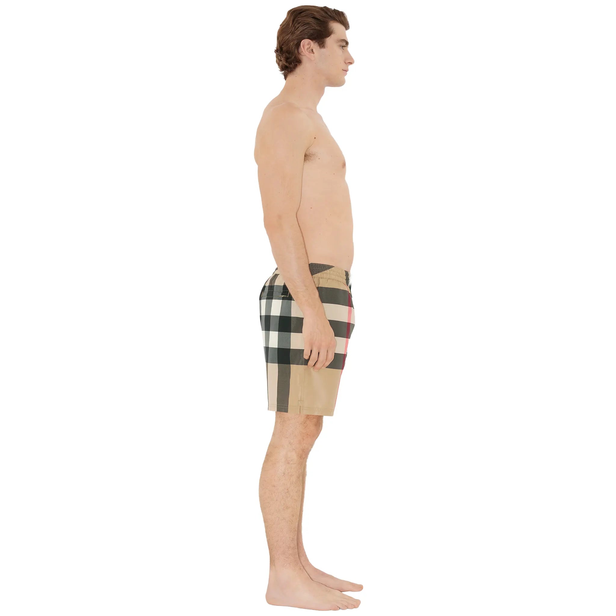 Side View of Preloved - Burberry Check Beige Swim Shorts 81126821