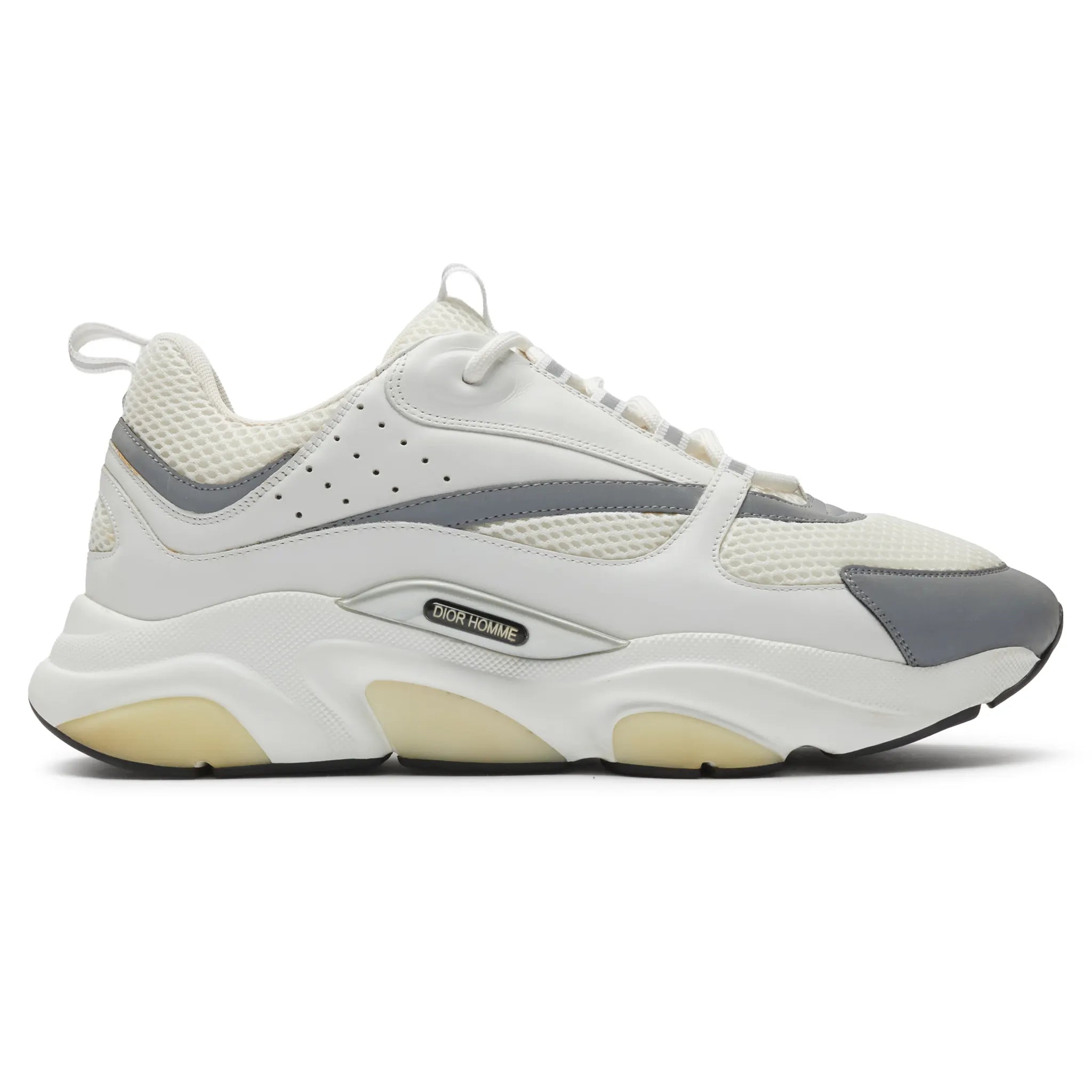 Side View of Preloved - Dior B22 White Grey Reflective Calfskin Trainer 3SN231YJG_H000