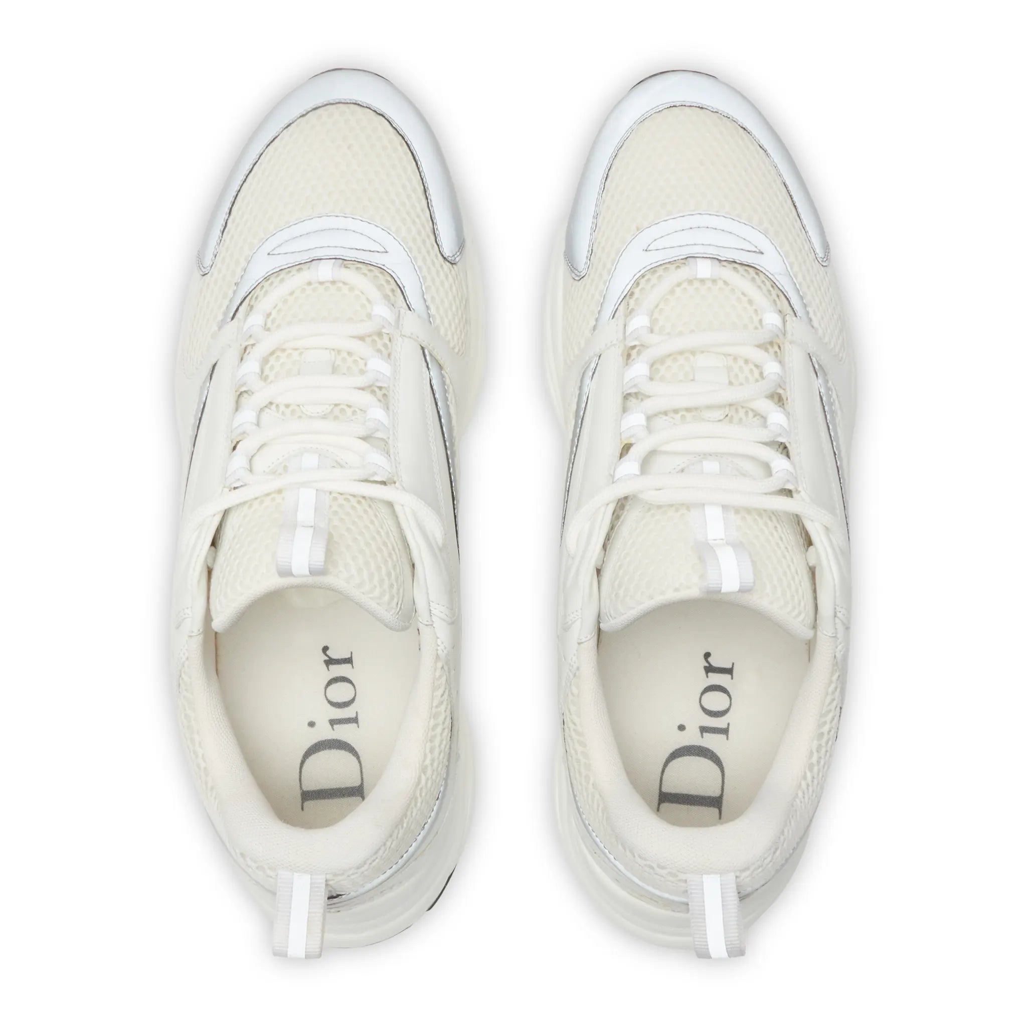 Upper View of Preloved - Dior B22 White Grey Reflective Calfskin Trainer 3SN231YJG_H000