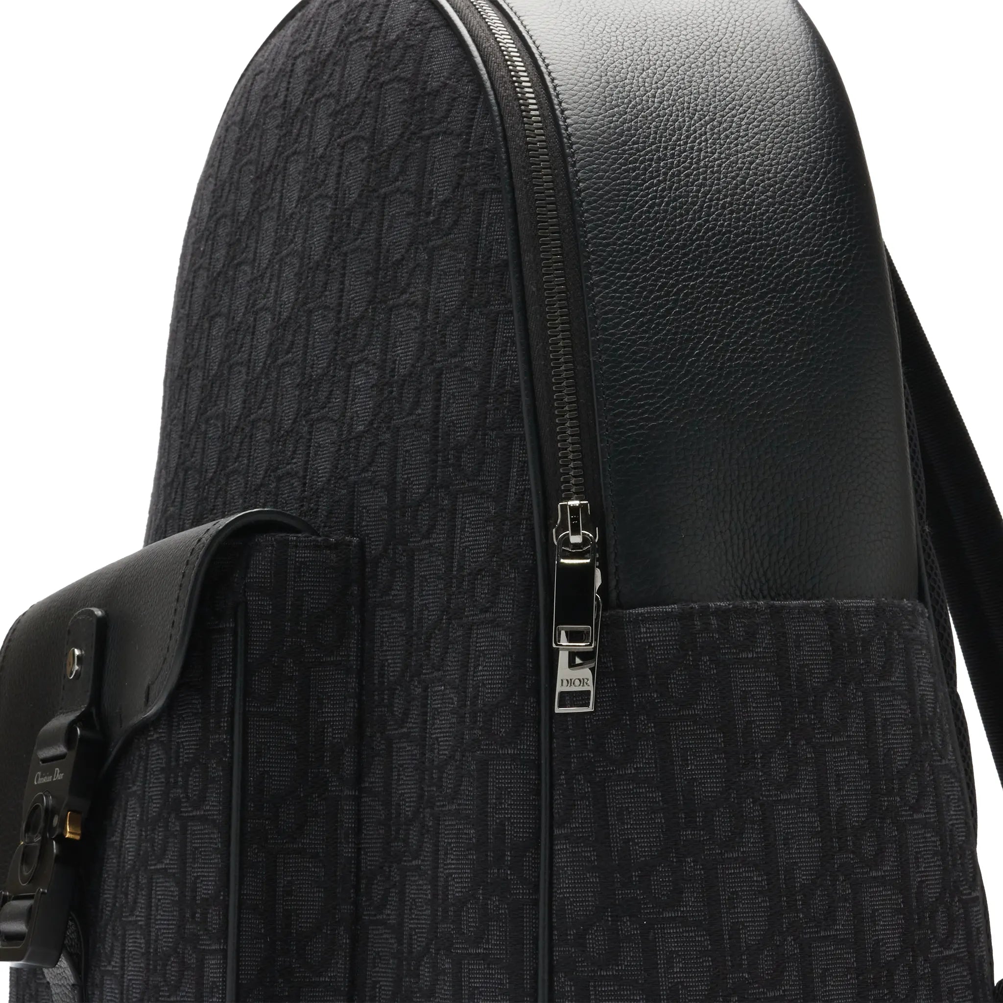 Detailed View of Preloved - Dior Oblique Jacquard And Grained Calfskin Black Saddle Backpack 1ADBA212YKS_H03E