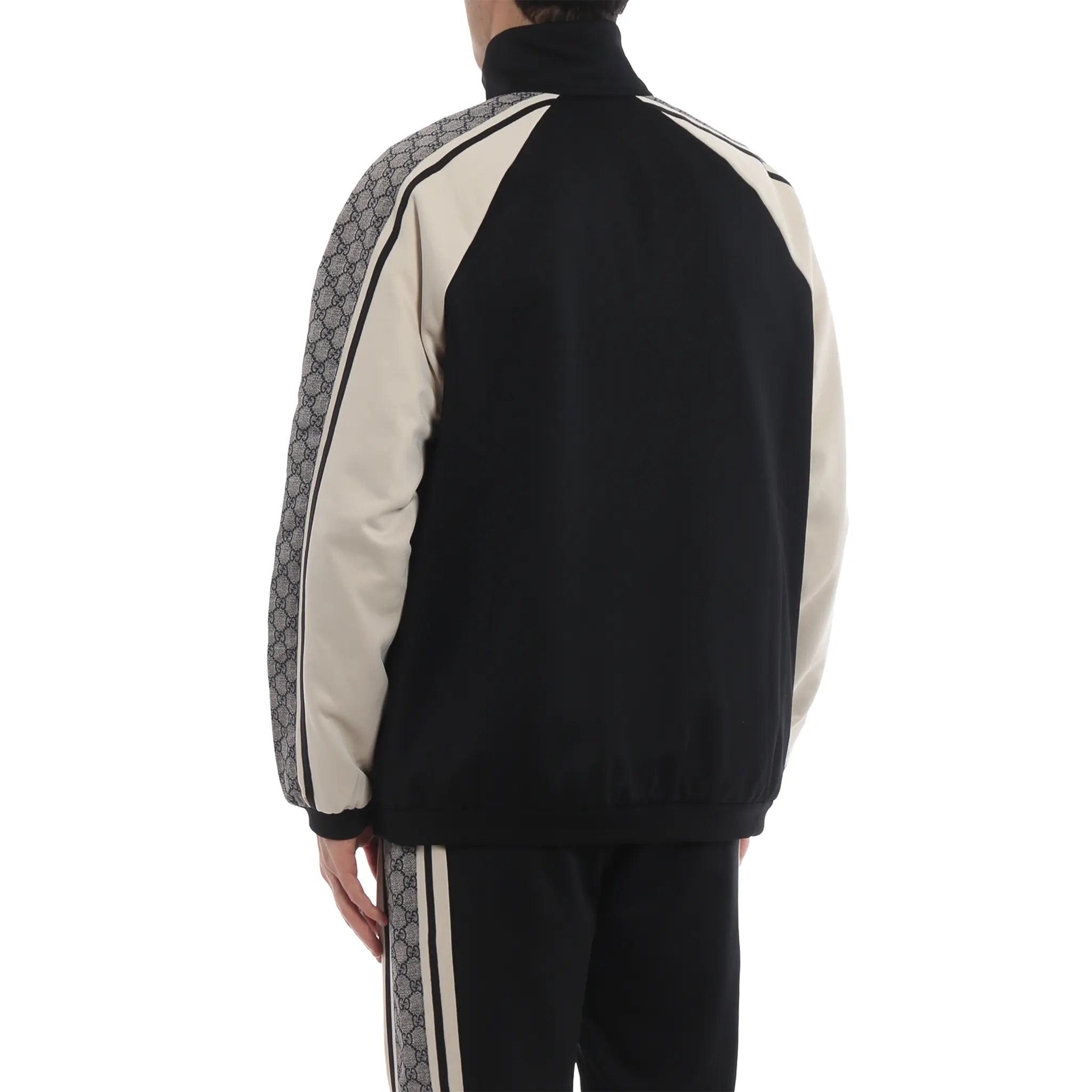 Back View of Preloved - Gucci GG Print Technical Jersey Tapered Black Track Jacket 545601-XJACZ-1093