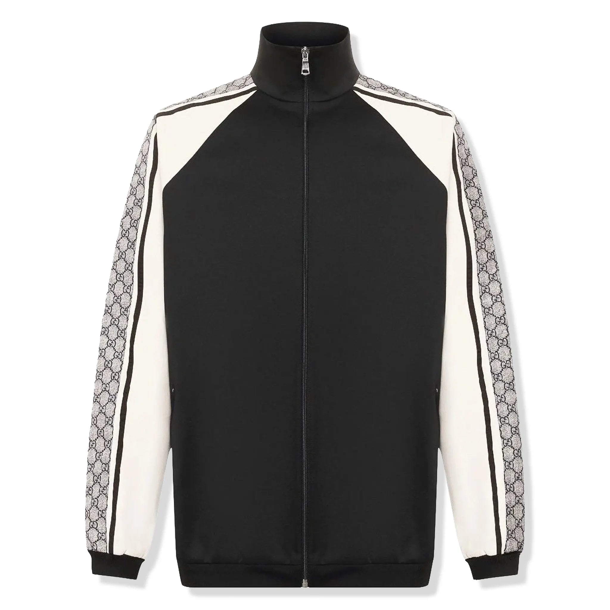Front View of Preloved - Gucci GG Print Technical Jersey Tapered Black Track Jacket 545601-XJACZ-1093