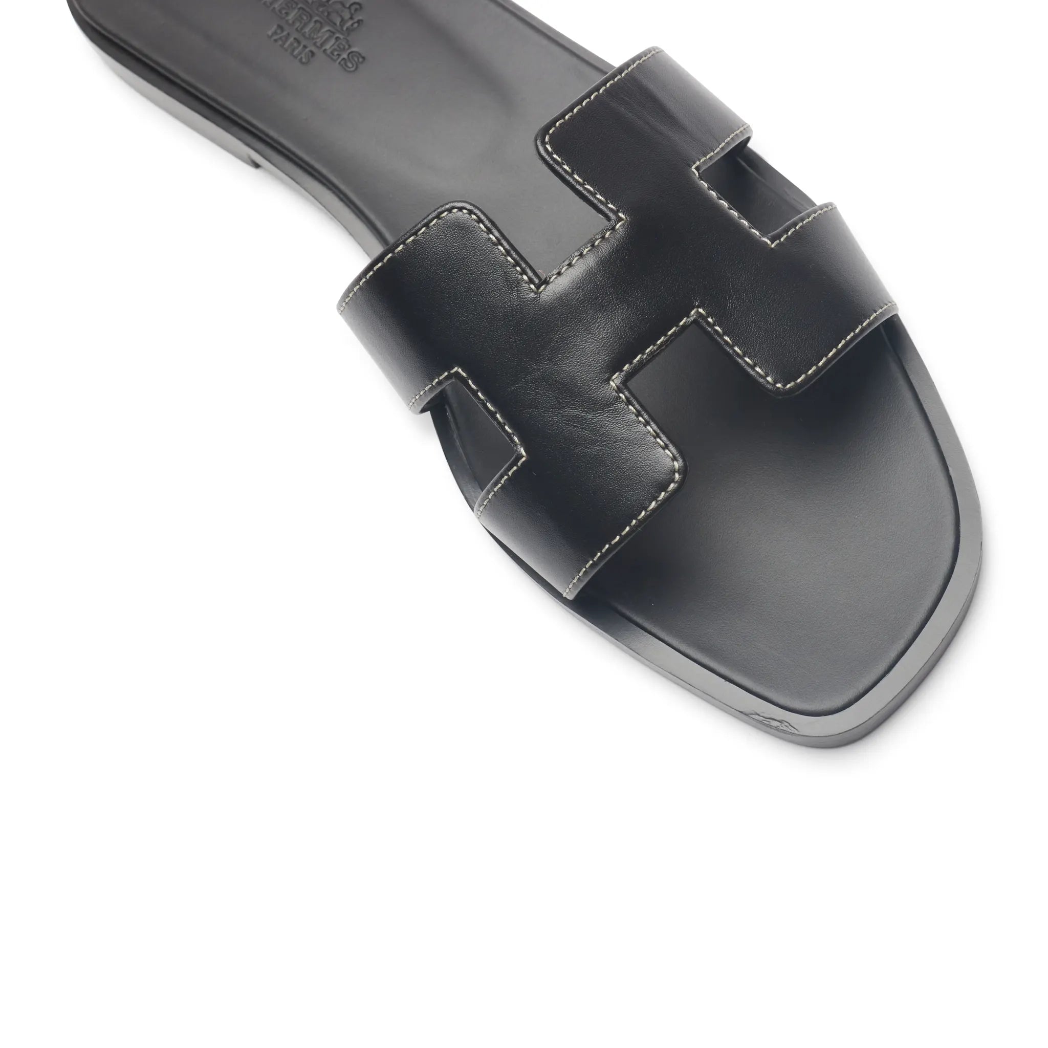 Detailed View of Preloved - Hermes Paris Oran Black Sandal H021056Z 01340