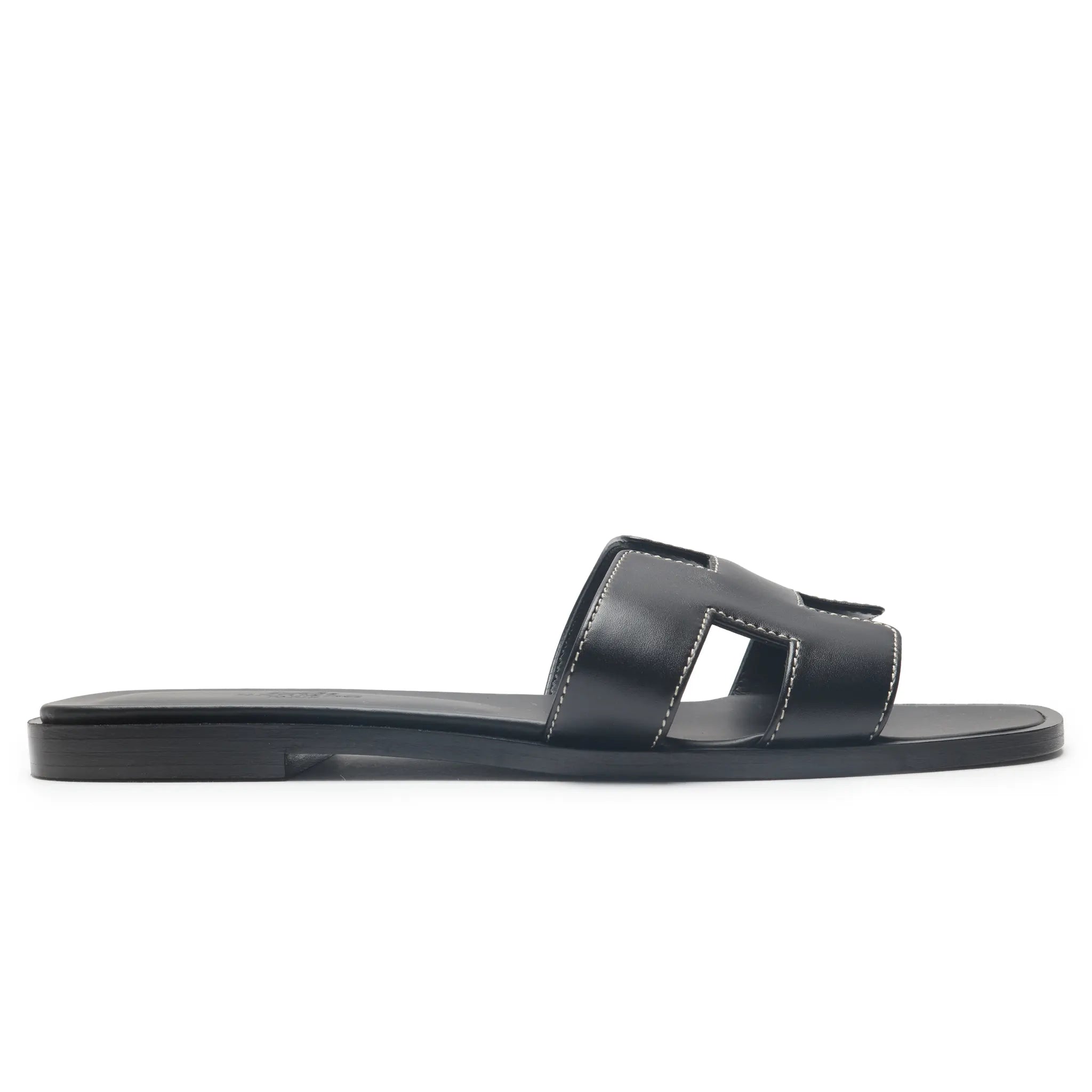 Side View of Preloved - Hermes Paris Oran Black Sandal H021056Z 01340