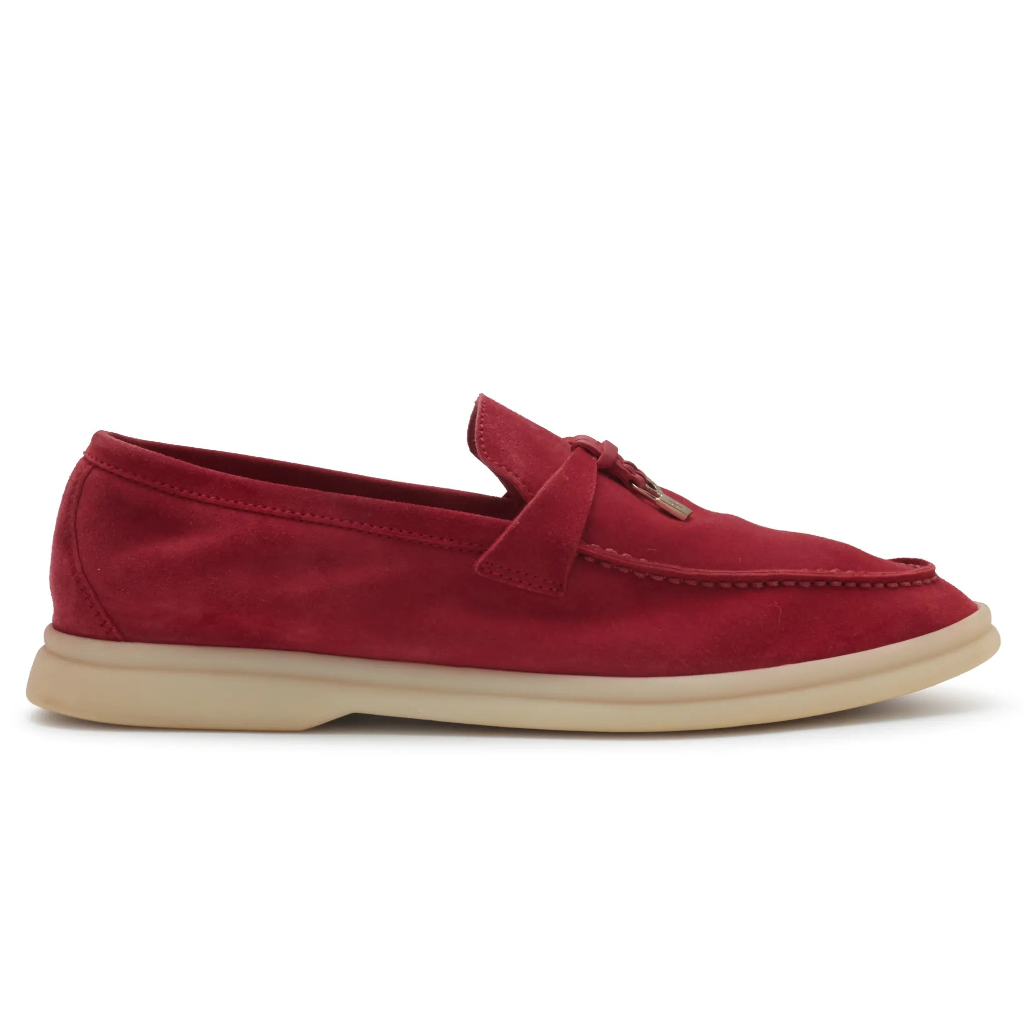 Front View of Preloved - Loro Piana Summer Charms Suede Red Fairy Loafers