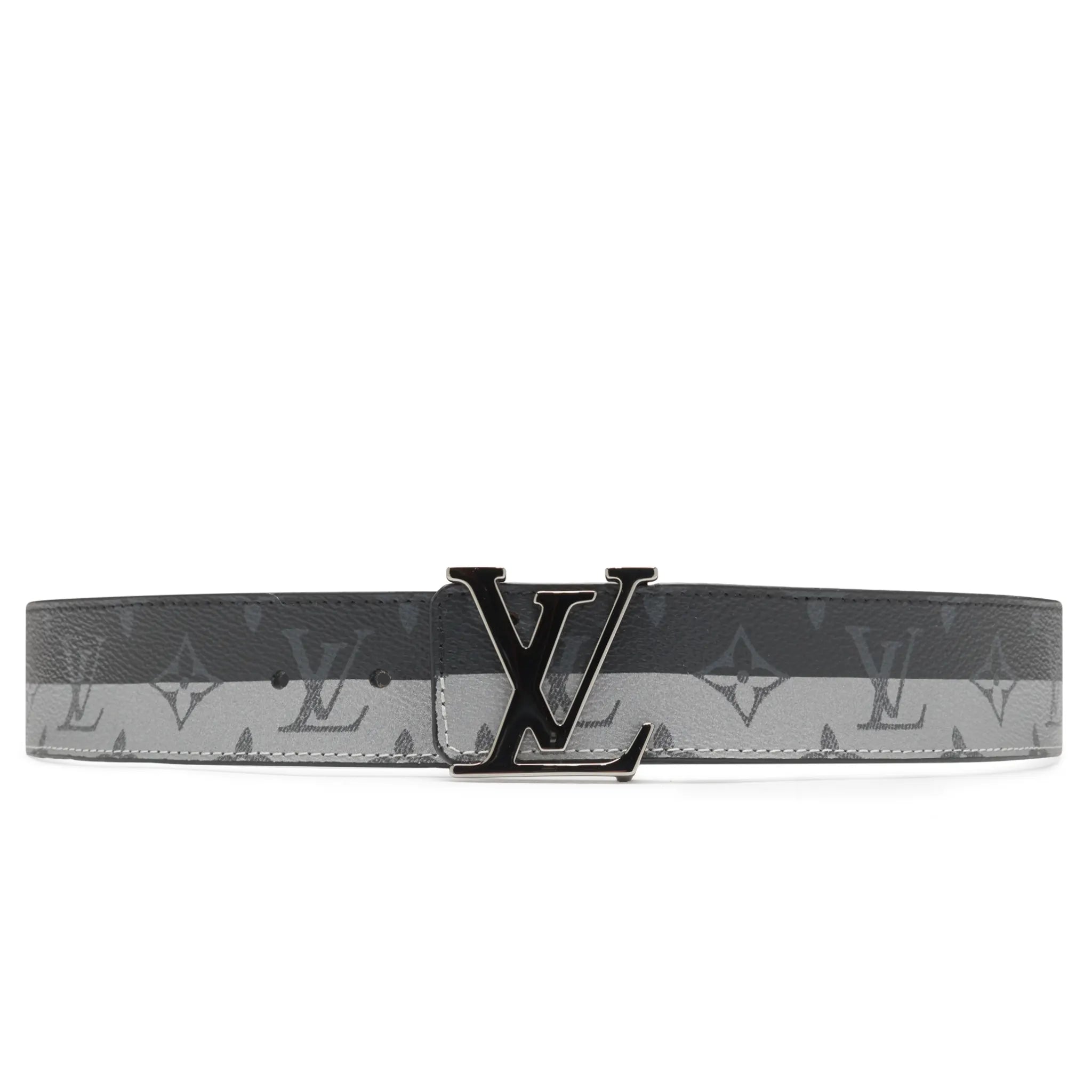 Front View of Preloved - Louis Vuitton LV Initiales Monogram Eclipse 40mm Silver Black Belt MP034