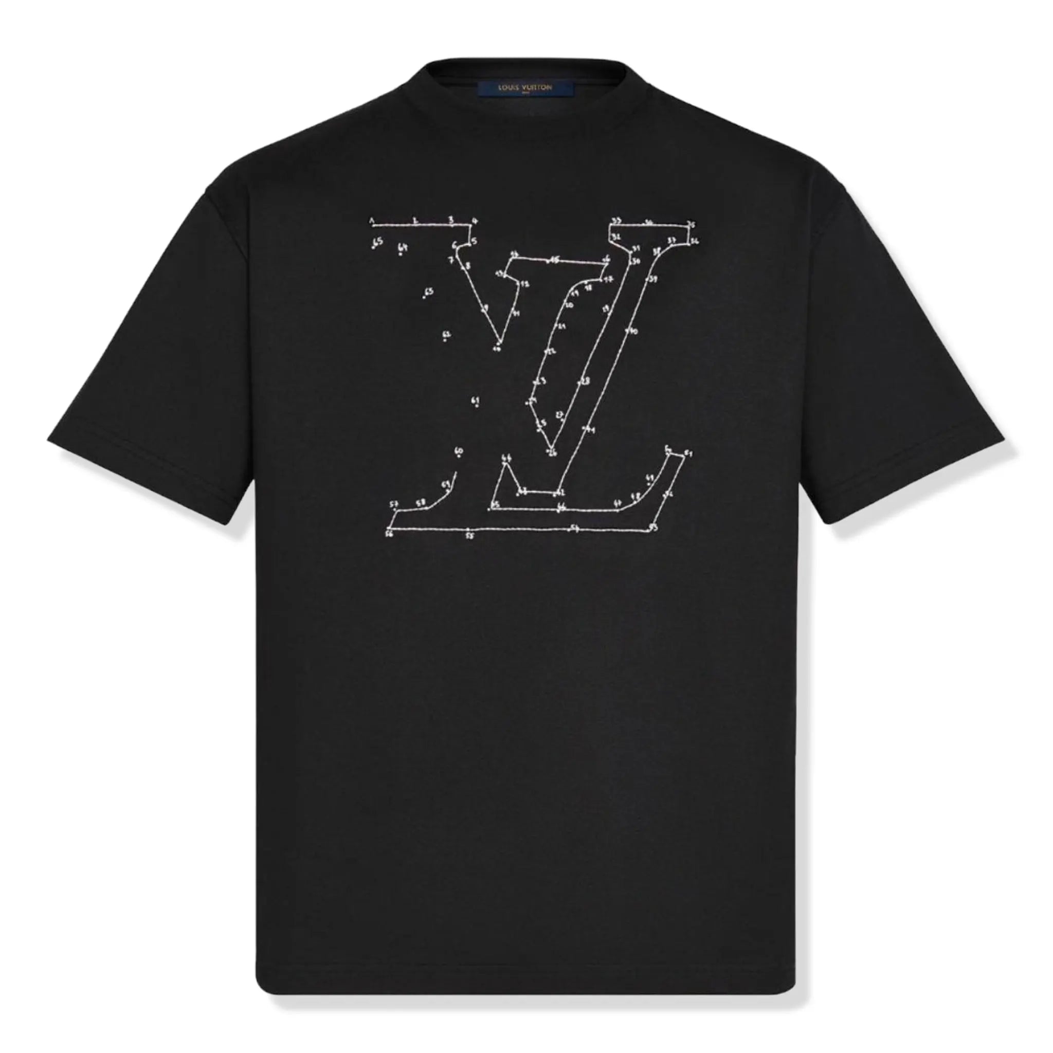 Front View of Preloved - Louis Vuitton LV Stitch Logo Black T-Shirt