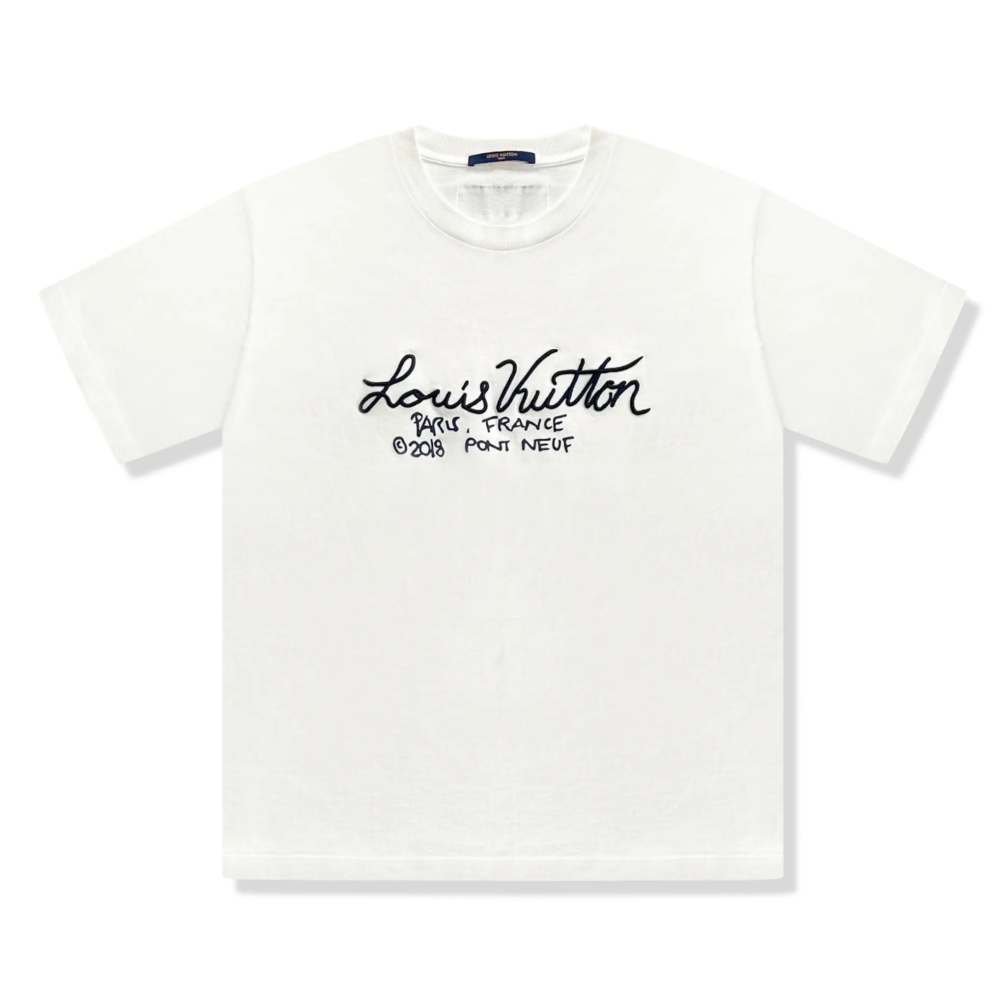 Front View of Preloved - Louis Vuitton Paris France Point Neuf 2018 White T-Shirt