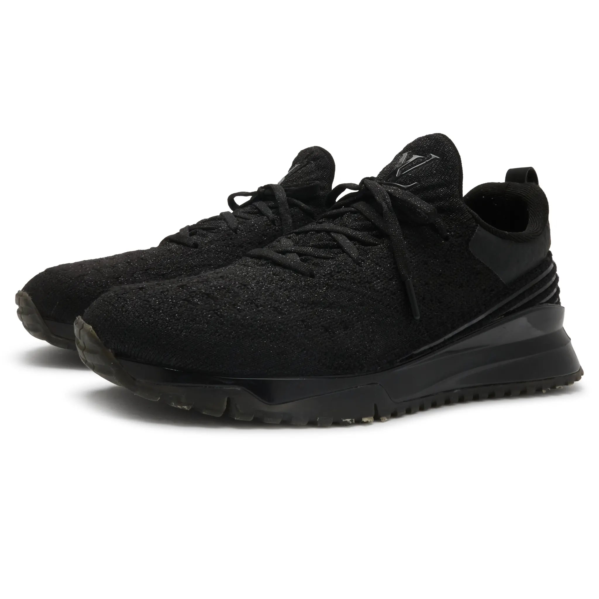 Front Side View of Preloved - Louis Vuitton V.N.R Low Black Knit Sneaker 1A5SBX