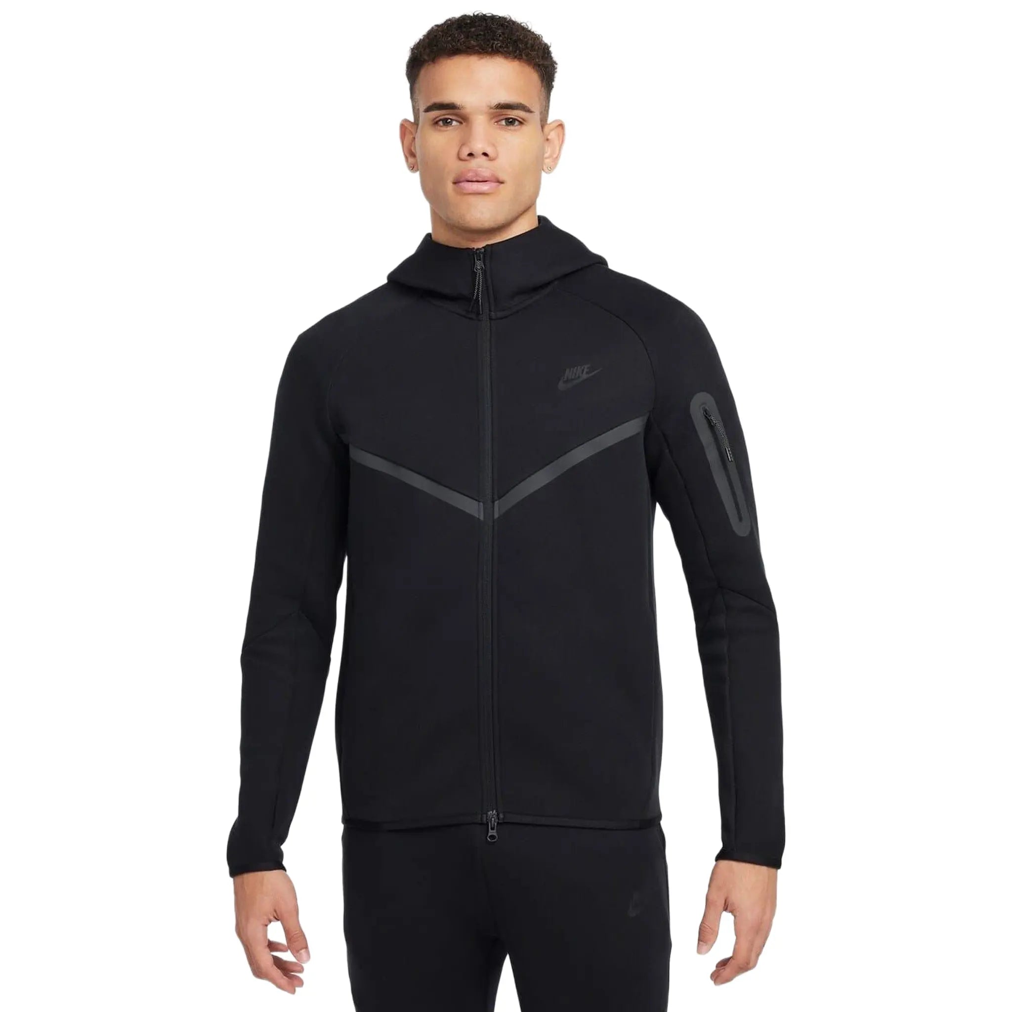 Front View of Preloved - Nike Tech Fleece Black Hoodie