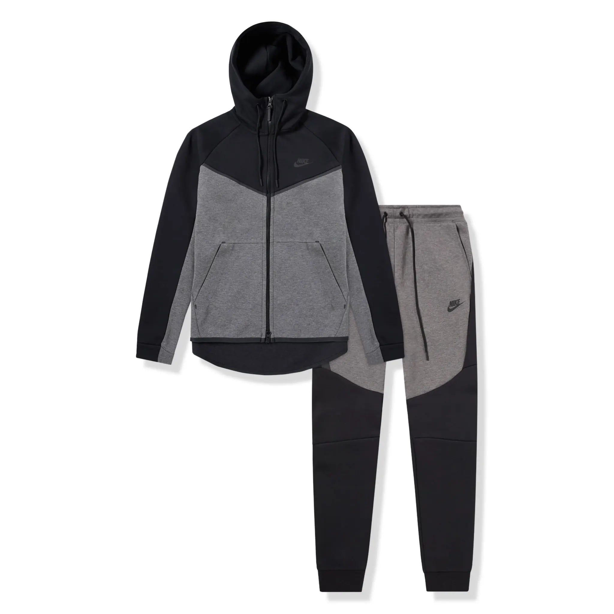 Front View of Preloved - Nike Tech Fleece Charcoal Heather Black Tracksuit 885904-010 | 805162-071