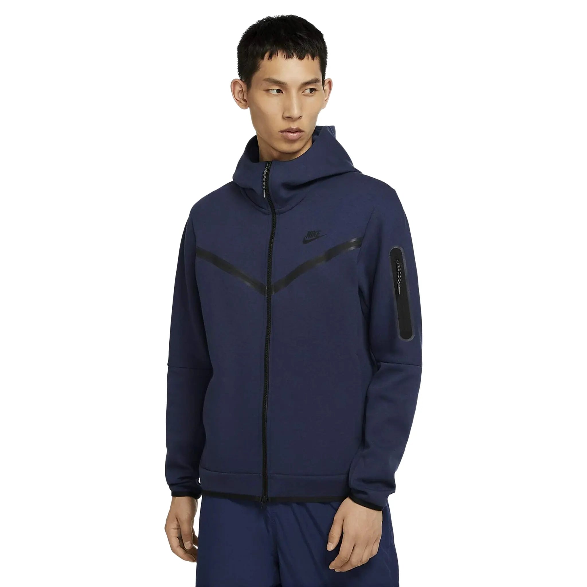 Front View of Preloved - Nike Tech Fleece Navy Hoodie CU4495-410 | CU4489-410