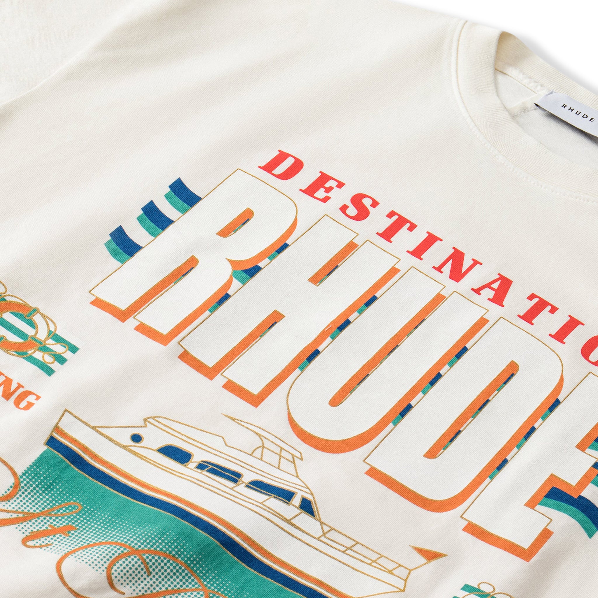 Preloved - Rhude Destination Logo Vintage White T-Shirt