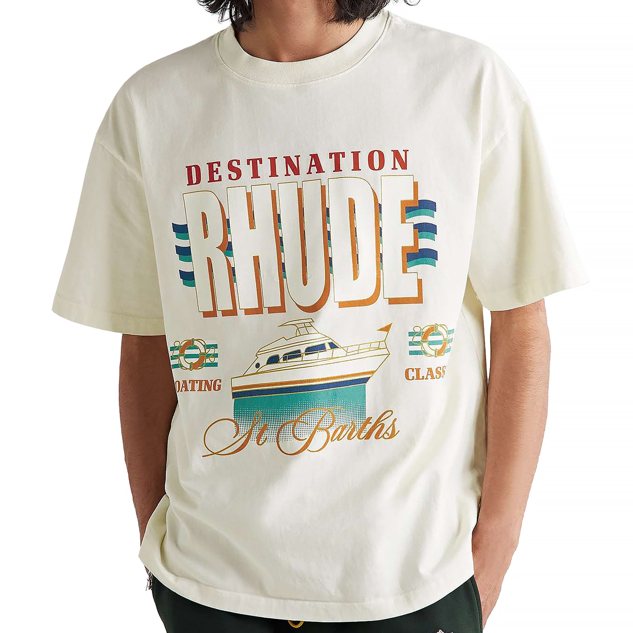 Preloved - Rhude Destination Logo Vintage White T-Shirt