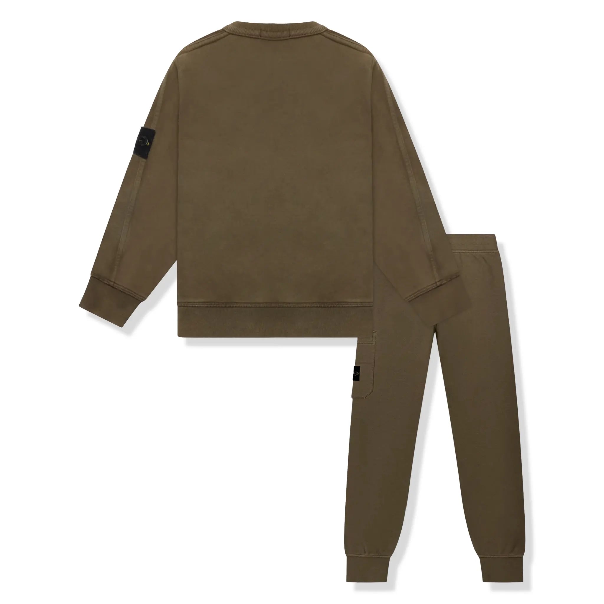 Back View of Preloved - Stone Island Junior Olive Cotton Sweatshirt & Joggers