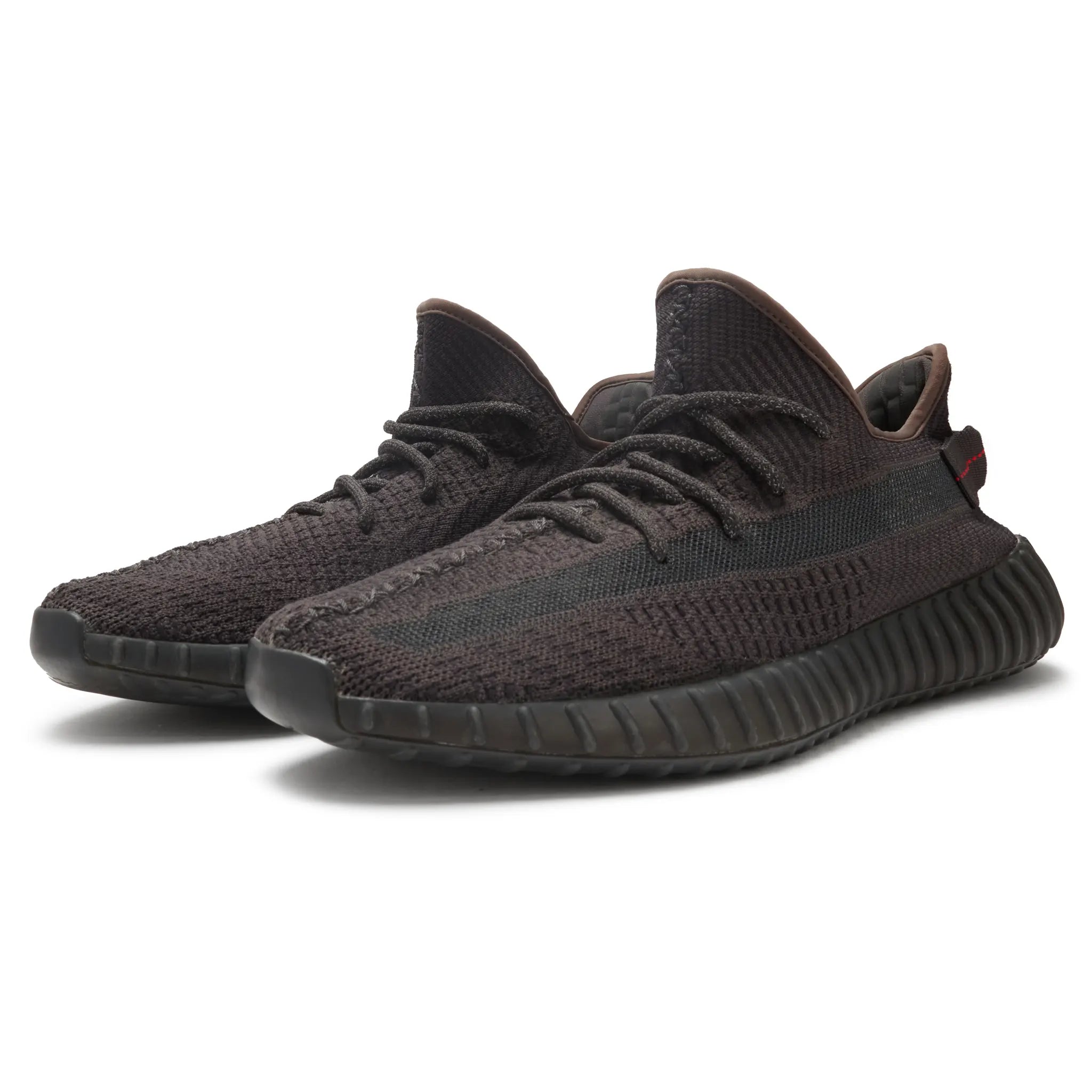 Front Side View of Preloved - Yeezy Boost 350 V2 Static Black Non Reflective FU9006