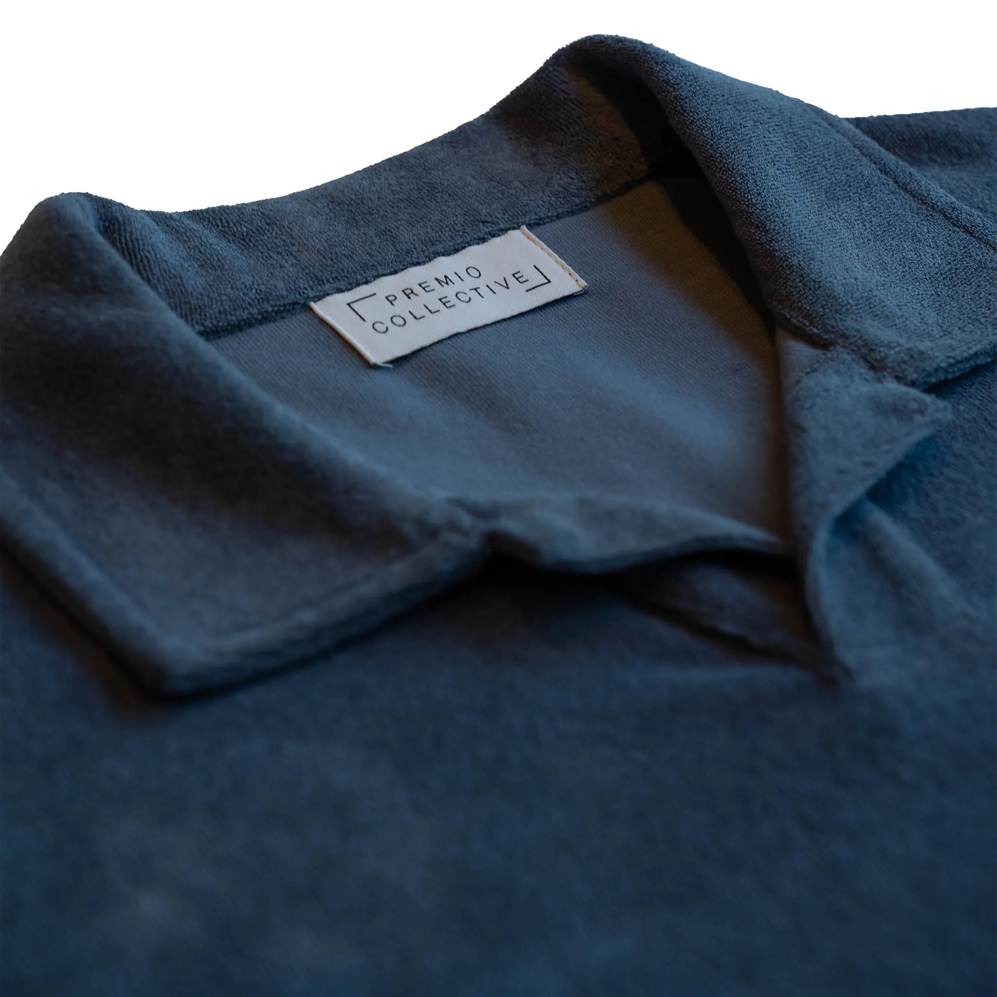Detailed View of Premio Collective Terry Towelling Deep Blue Polo Shirt