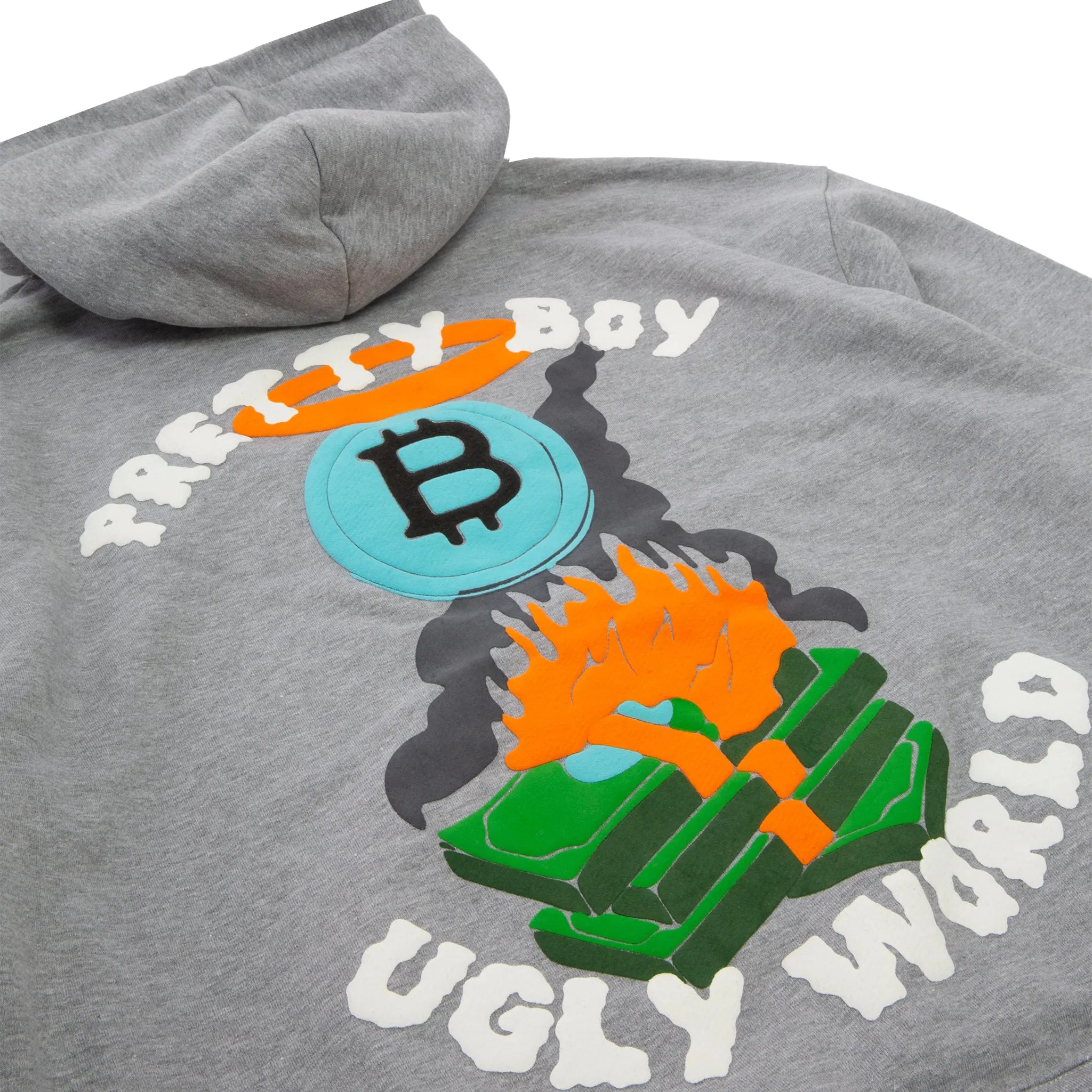 Detailed View of Pretty Boy Ugly World Bitcoin Grey Hoodie 310102390