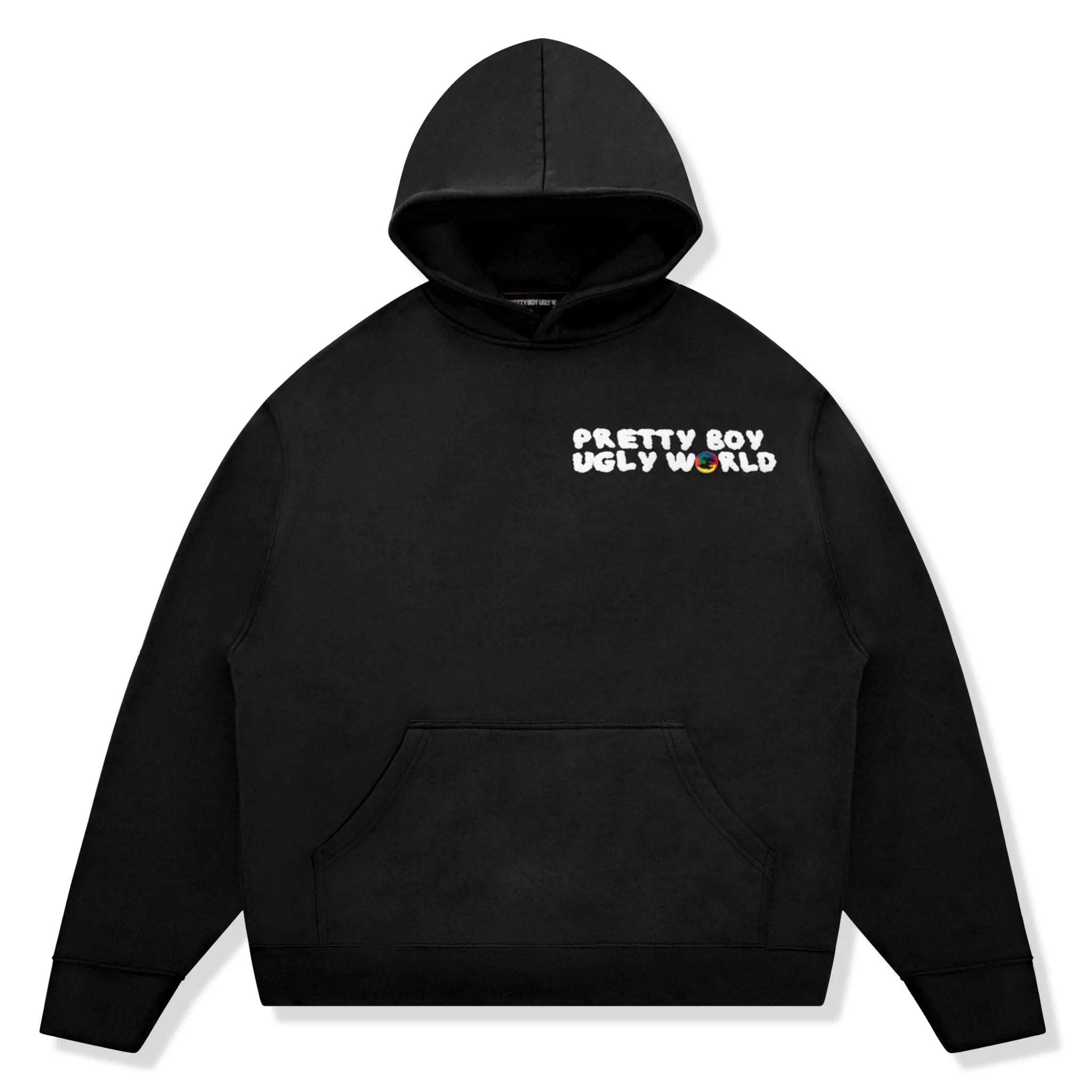 Front View of Pretty Boy Ugly World Black Hoodie 53314403350