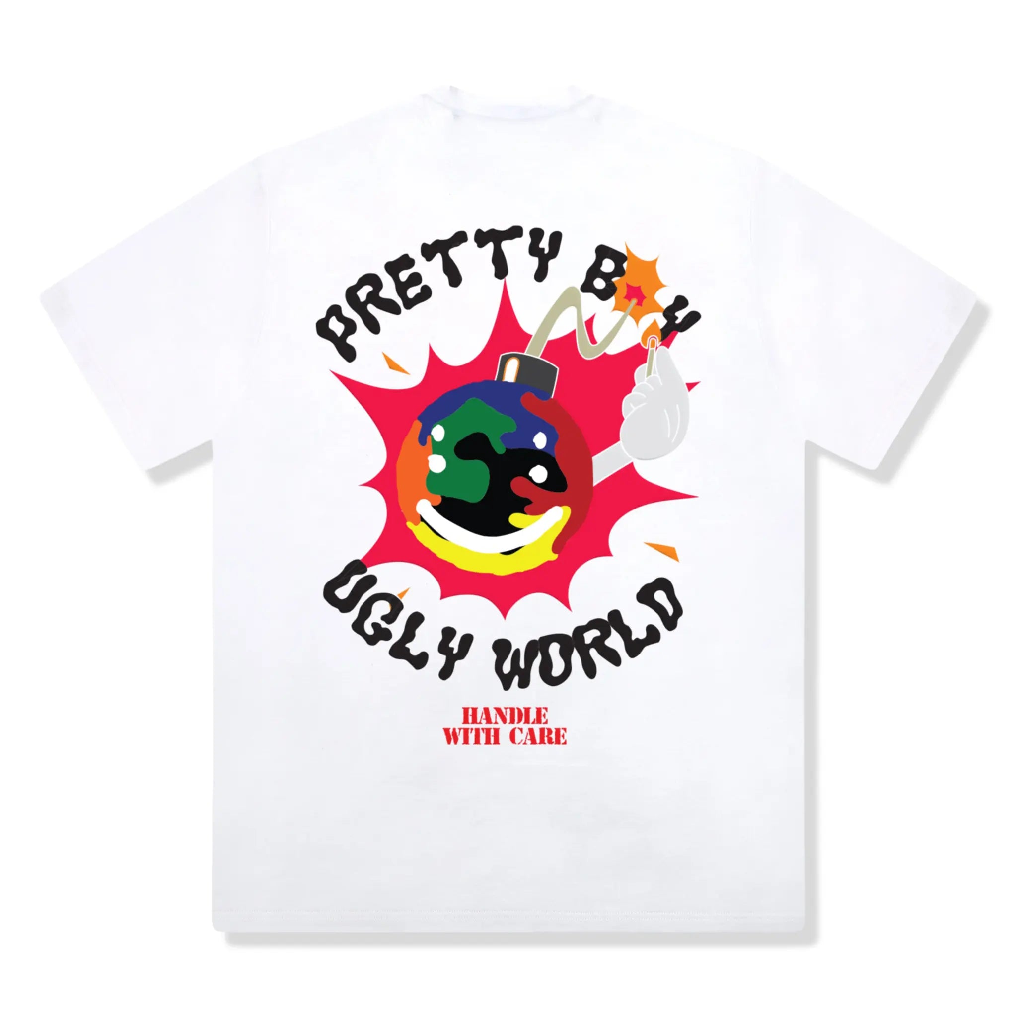 Back View of Pretty Boy Ugly World Bomb White T-Shirt 15027310