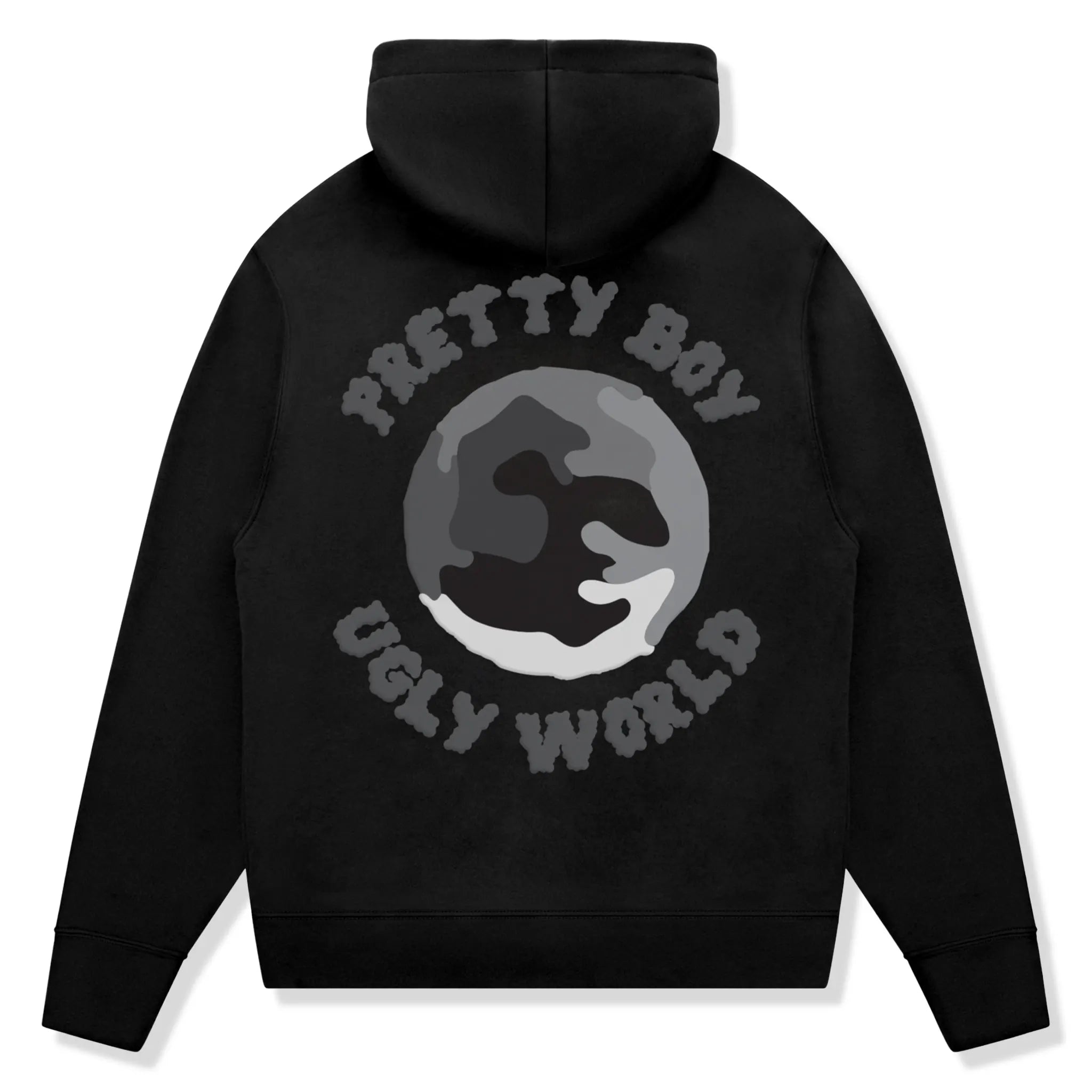 Back View of Pretty Boy Ugly World Camo Black Hoodie 314440430
