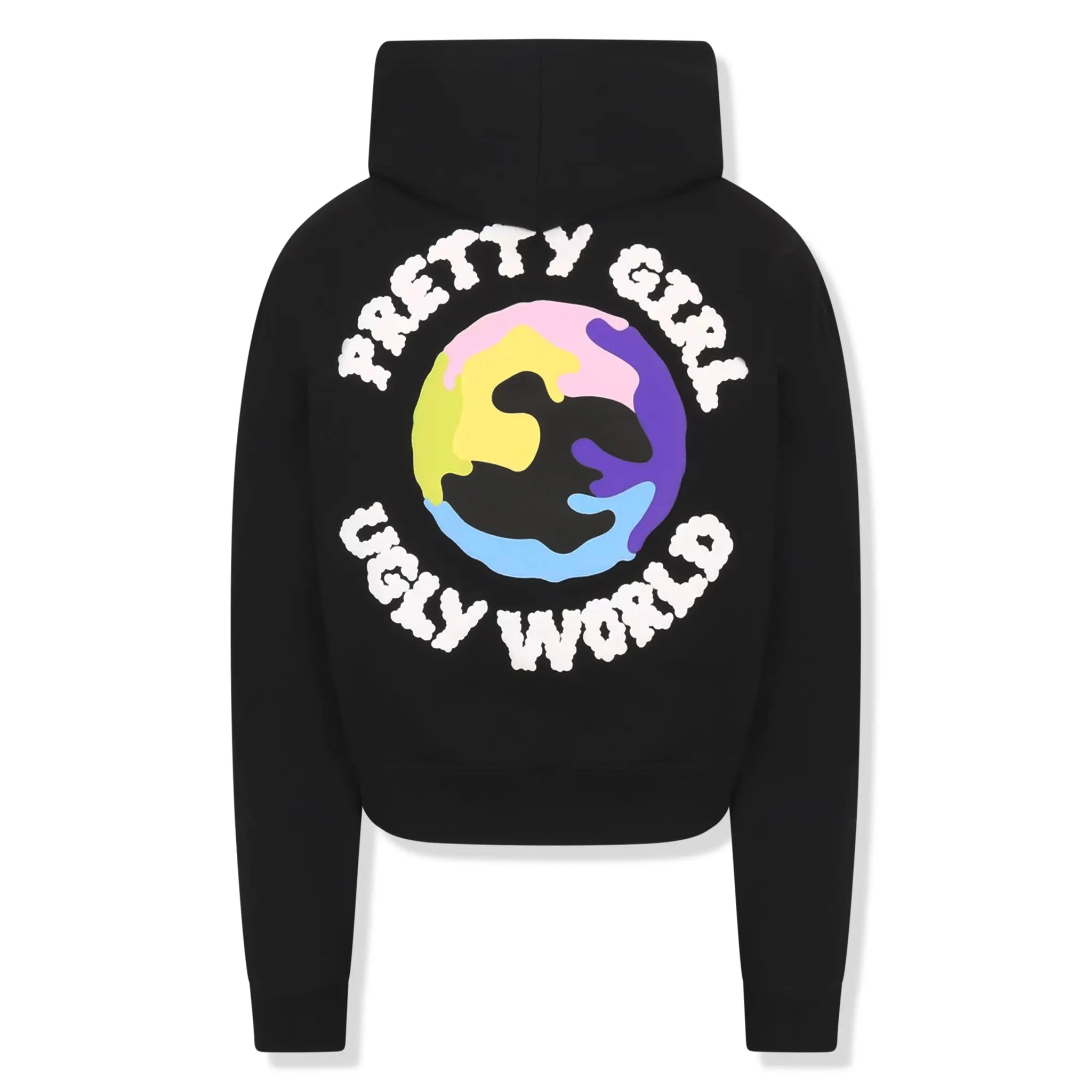 Back View of Pretty Girl Ugly World Cropped Black Hoodie (W) 42803350