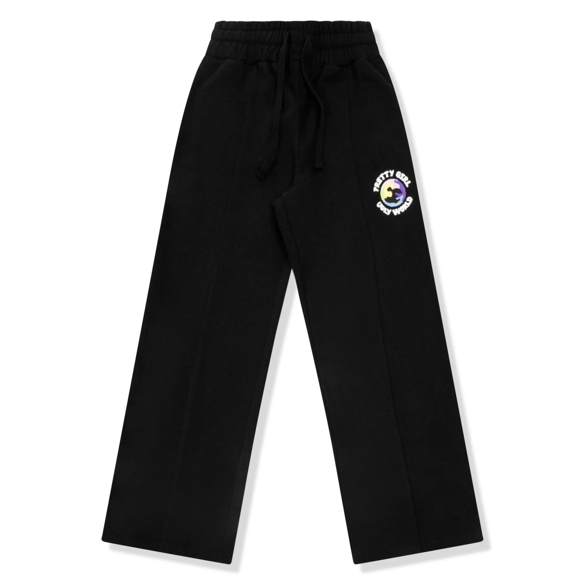 Front View of Pretty Boy Ugly World Pleated Black Sweatpants (W) 20103310