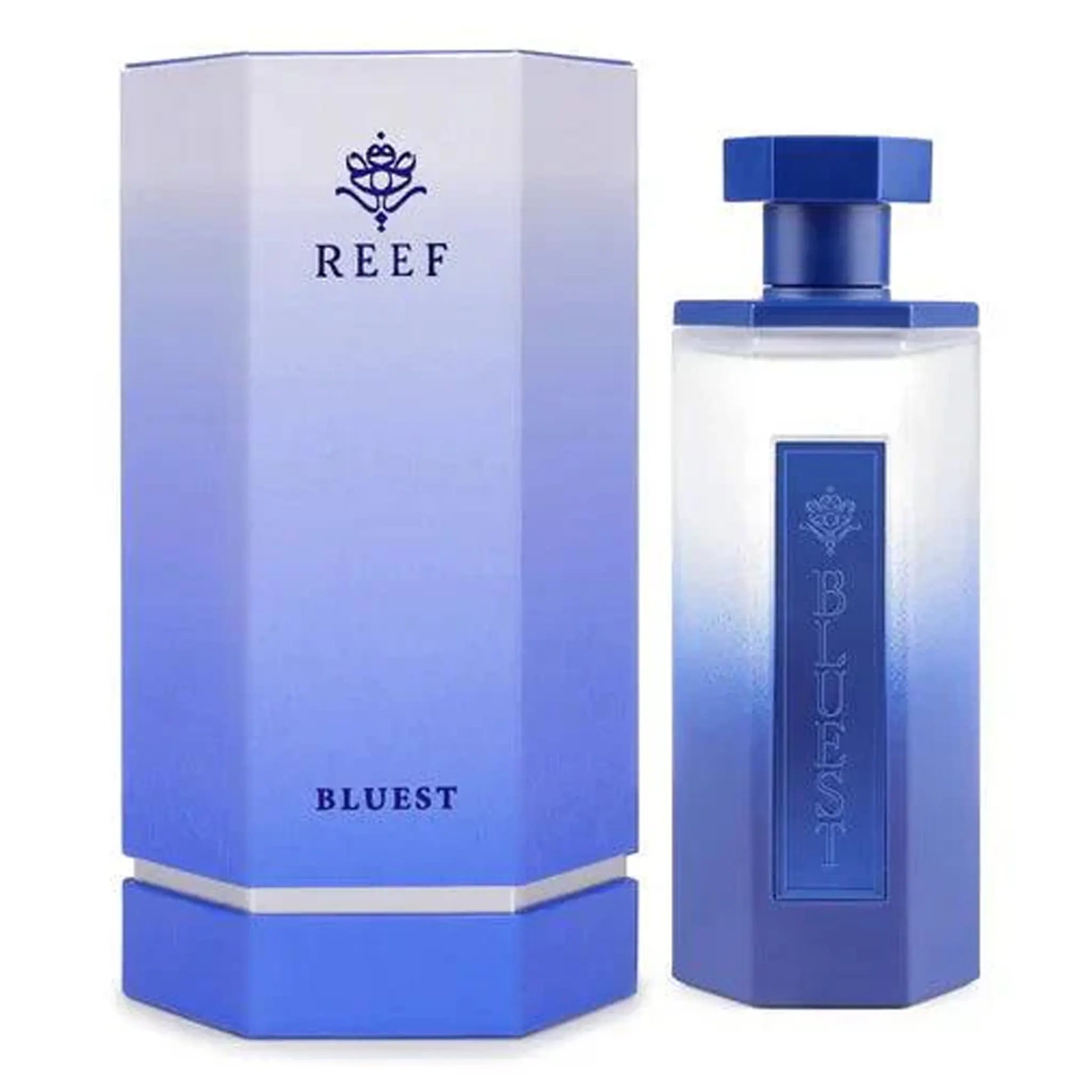Front With Box View of reef bluest eau de parfum 200ml