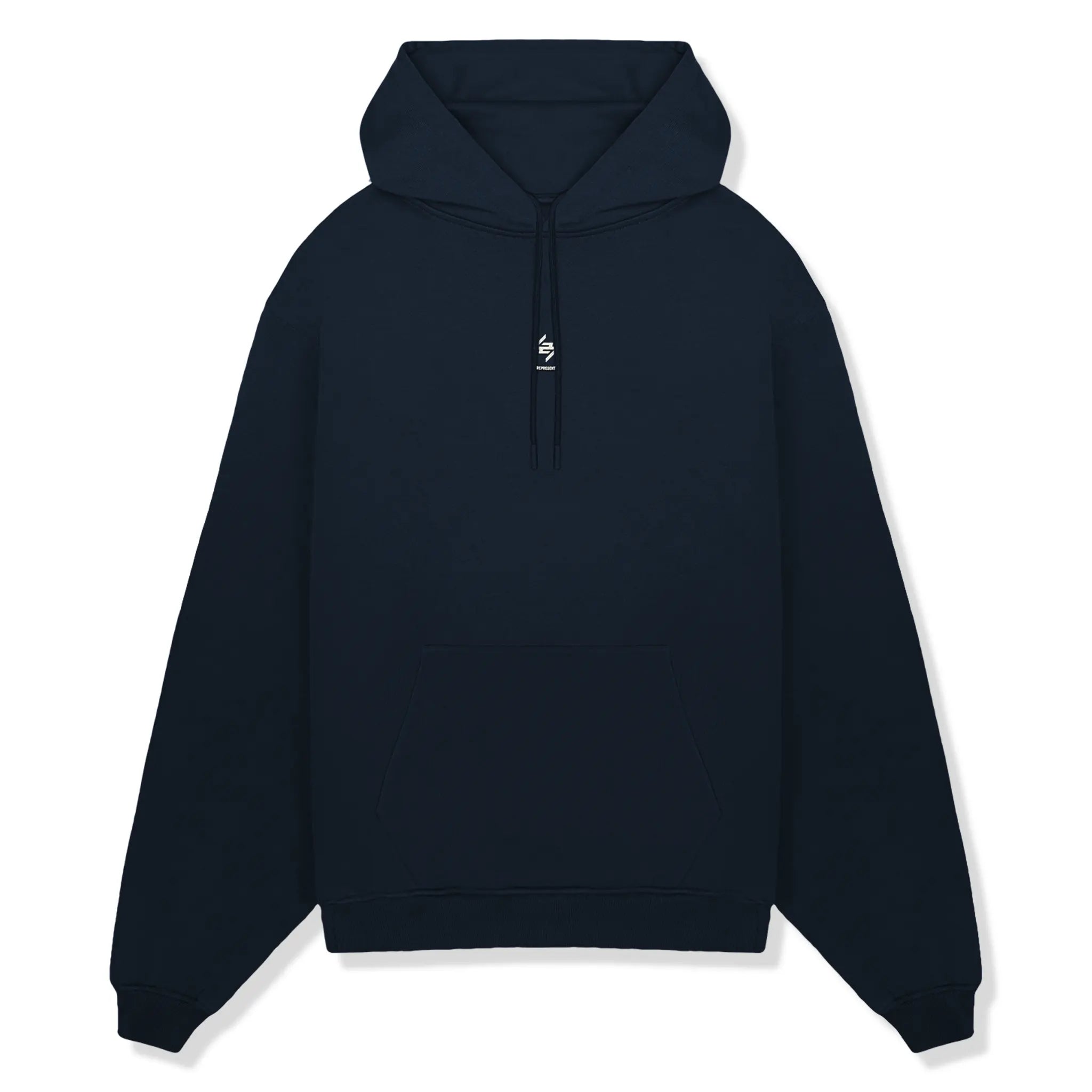 Front view of Represent 247 Oversized Navy Blue Hoodie 247M458-039