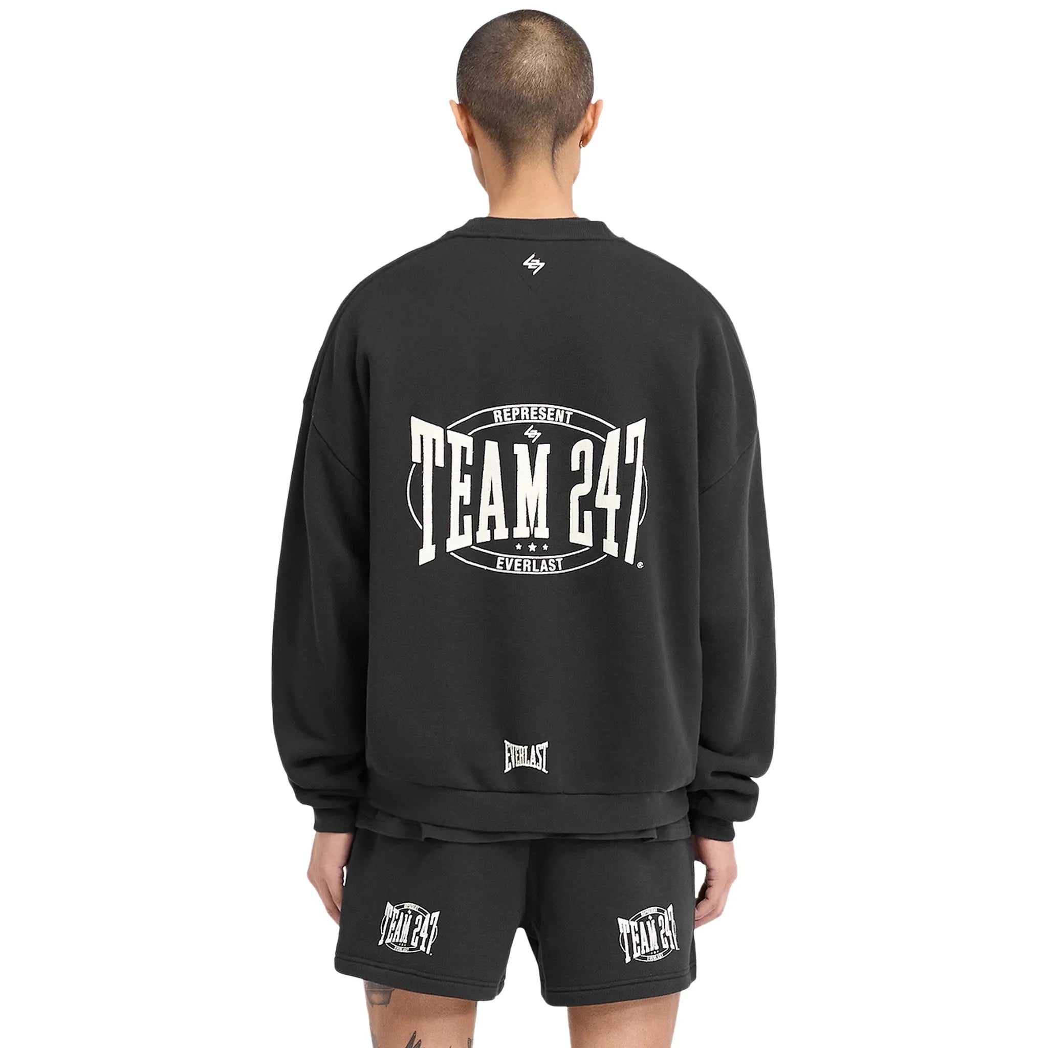 Back Detail view of Represent 247 X Everlast Training Camp Boxy Off Black Sweatshirt 247M499-171