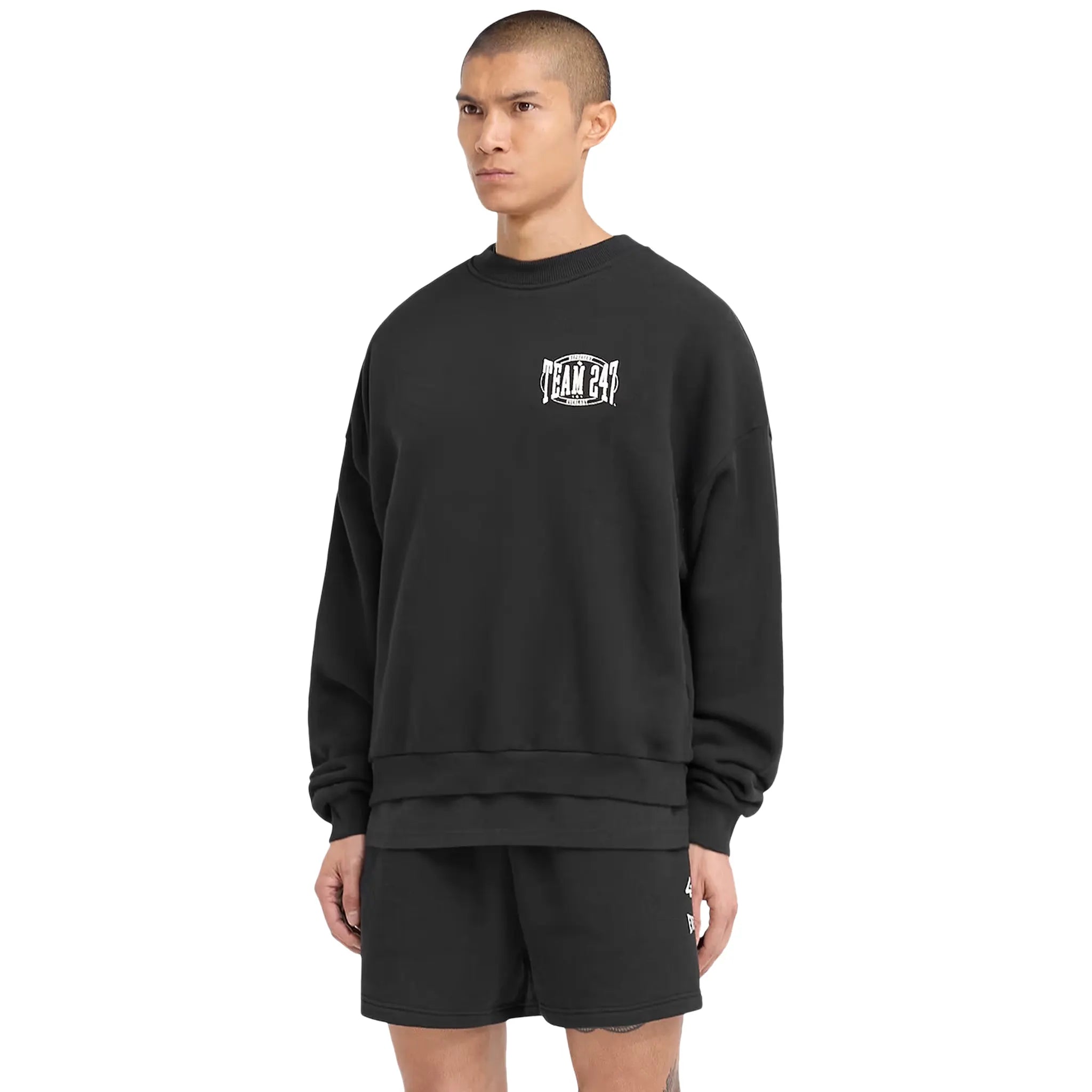 Side Detail view of Represent 247 X Everlast Training Camp Boxy Off Black Sweatshirt 247M499-171